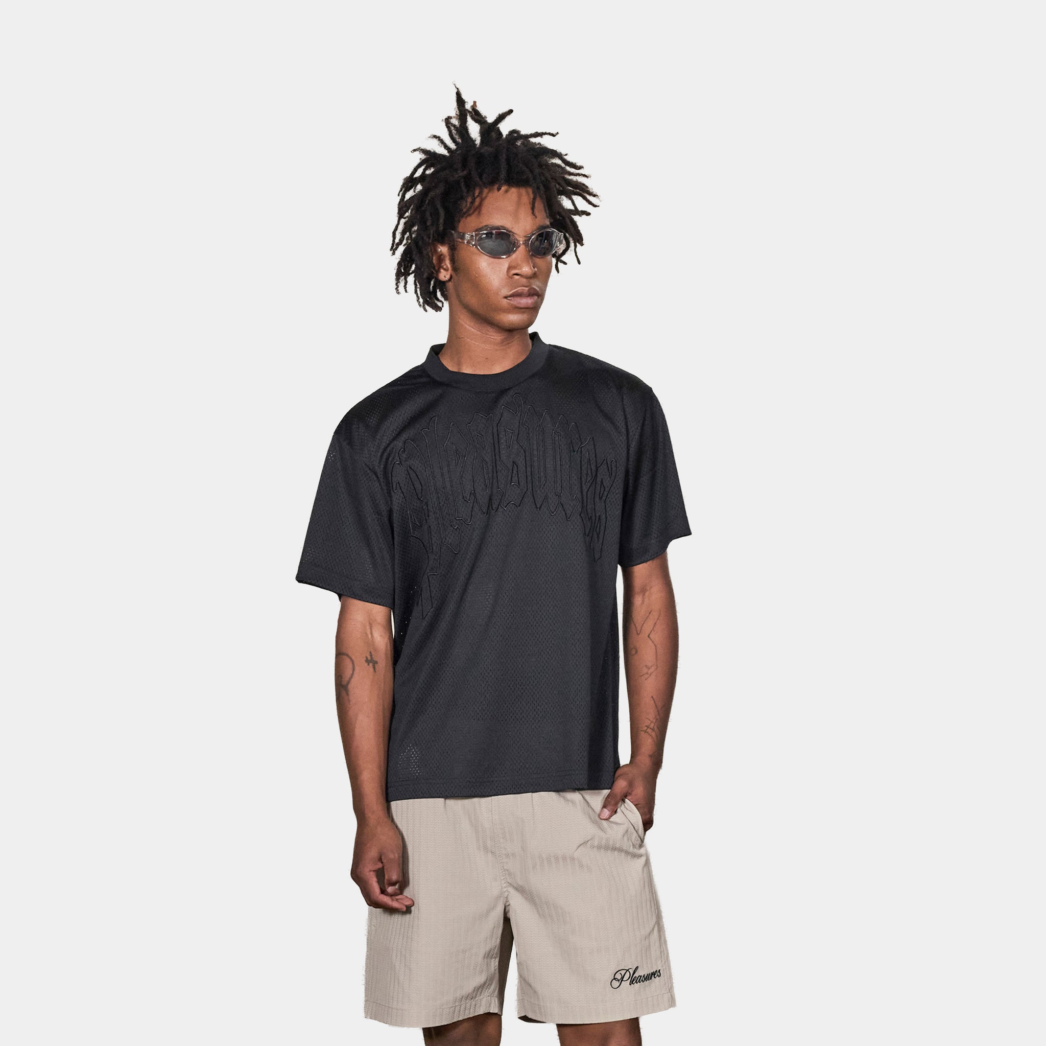Pleasures Twitch Mesh Mens Short Sleeve Shirt Black Black P26SU025