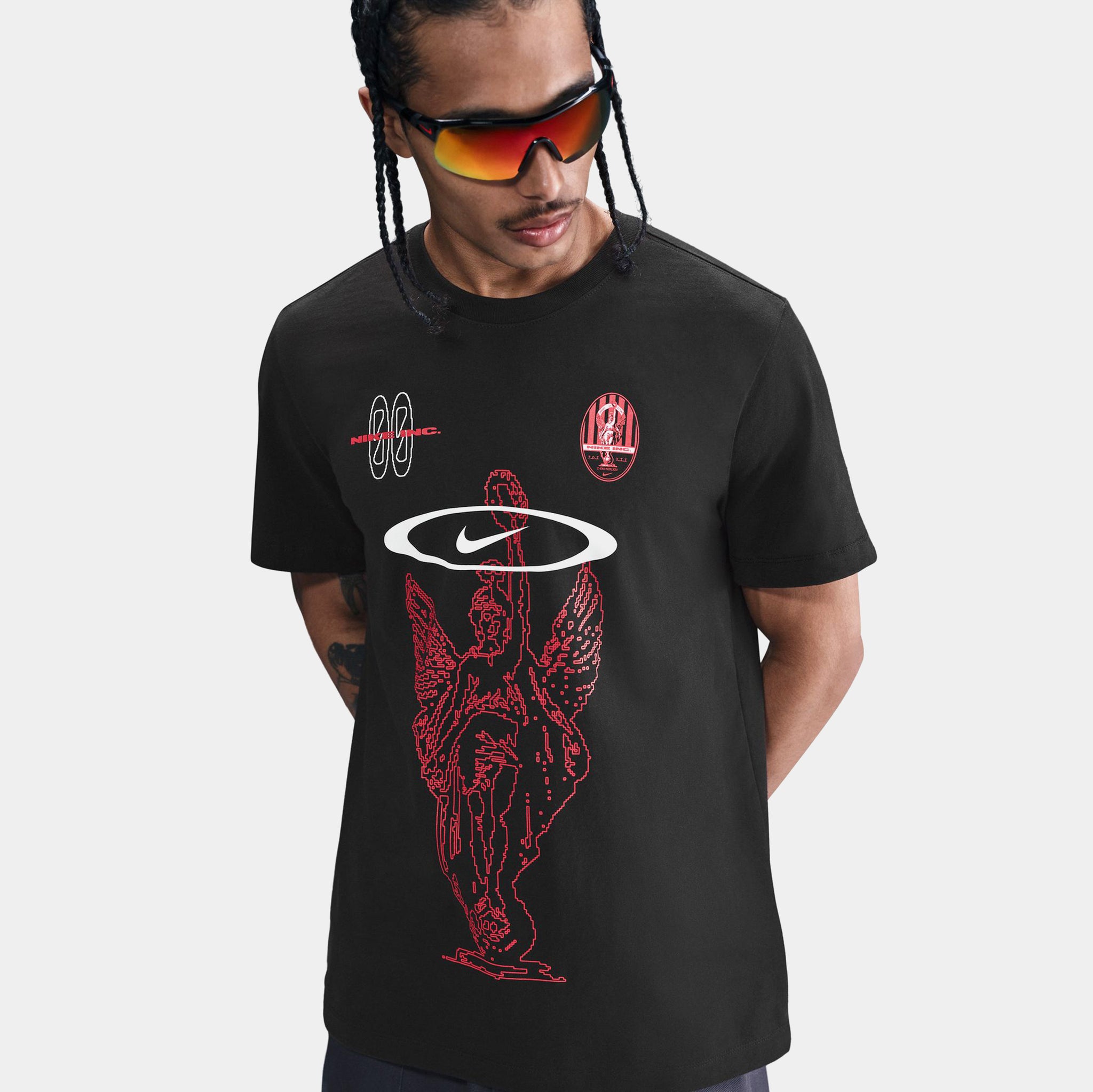 Nike NSW Victory Graphic Mens Short Sleeve Shirt Black Red IB8247 