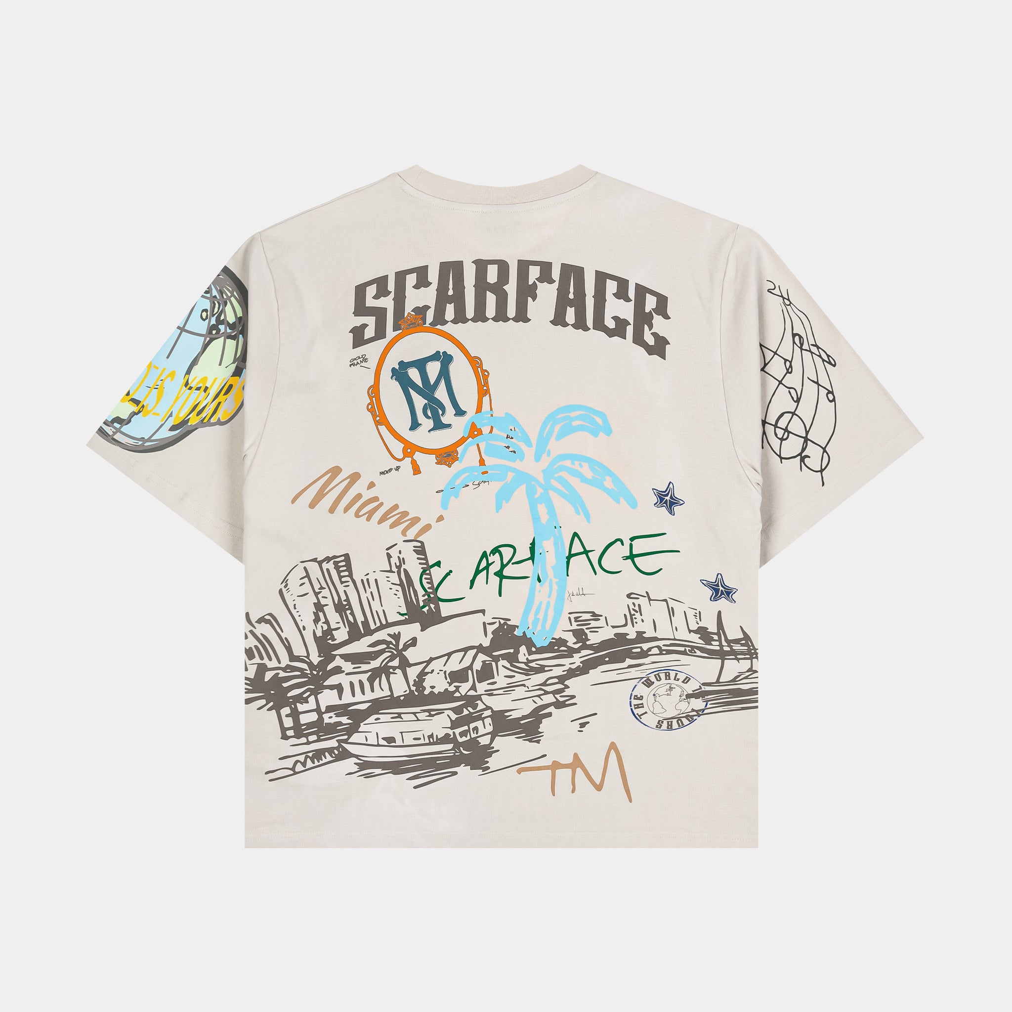 Shoe Palace SP x Scarface Post Card Mens Short Sleeve Shirt Beige