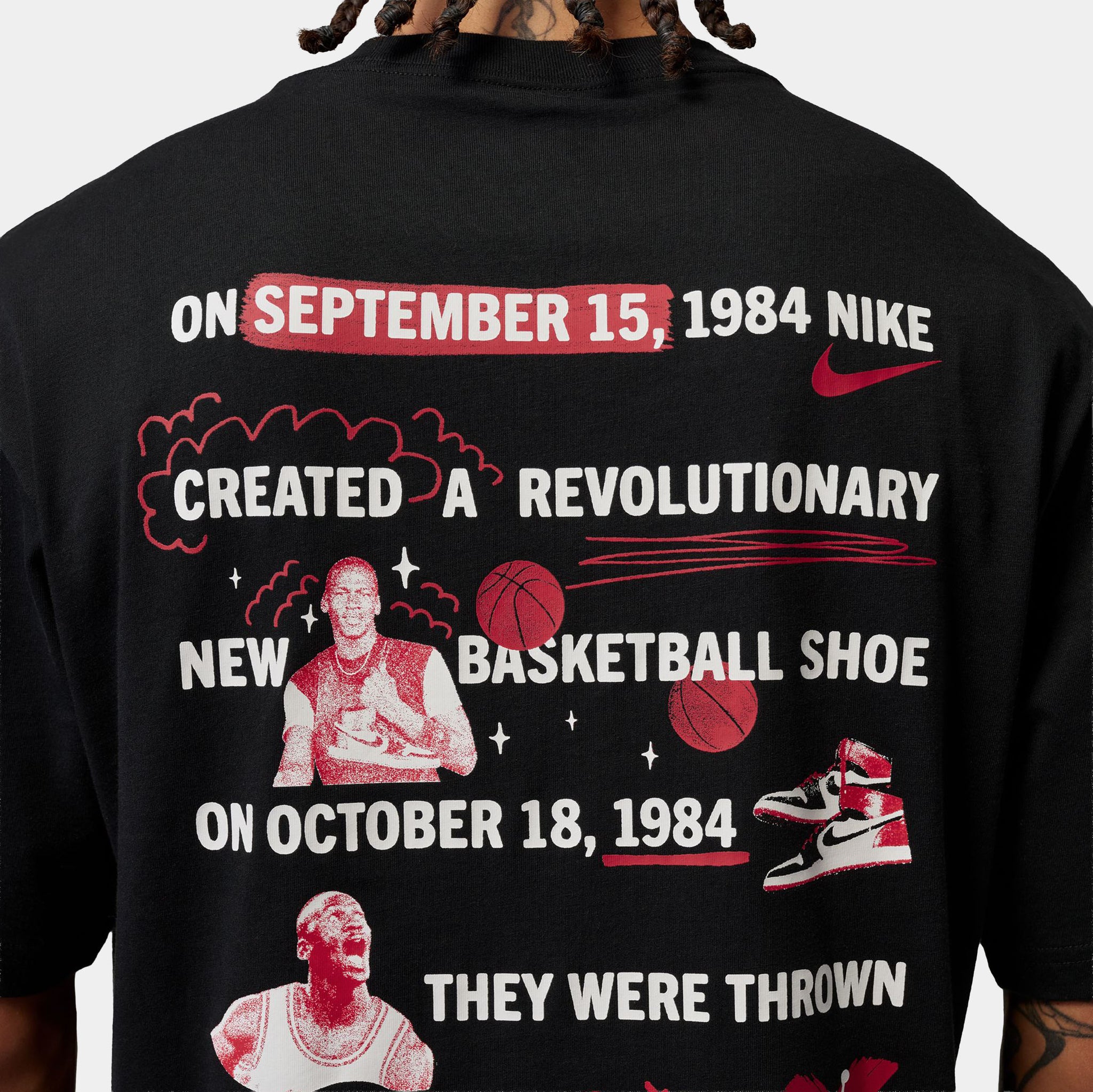 Jordan Brooklyn Banned Graphic Mens Short Sleeve Shirt Black 