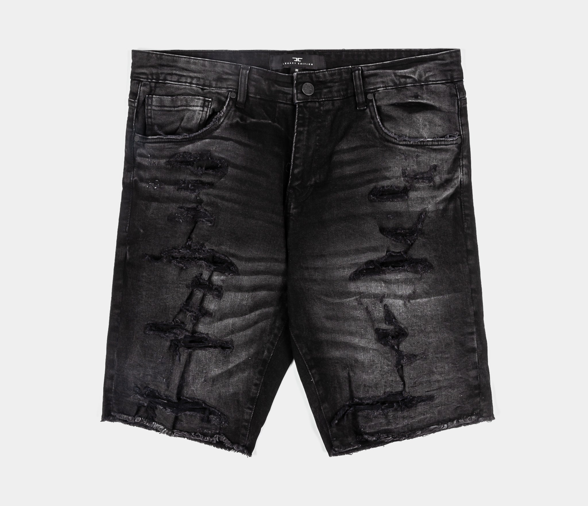 Jordan Craig Distressed Denim Mens Shorts Black J3220S-BLACK