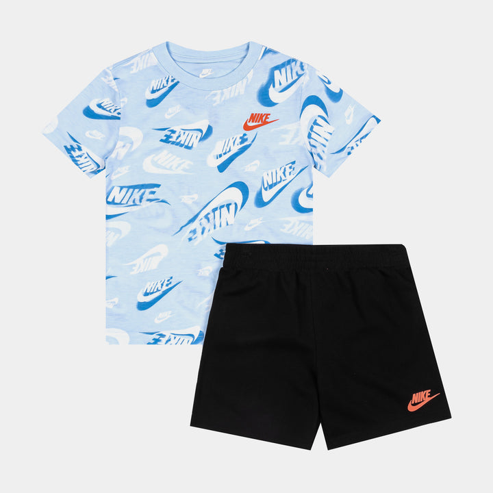 nikefc 5着セット Nike NSW On The Move All Over Print Preschool Set Blue Black