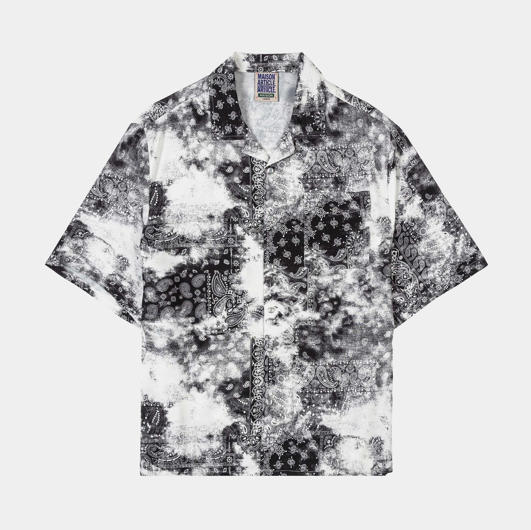 Maison Article Tie Dye Paisley Button Up Mens Short Sleeve Shirt