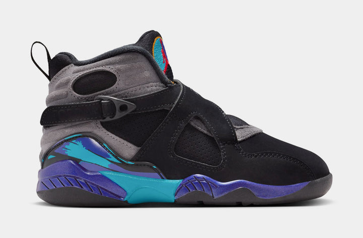 Air Jordan 8 Retro Aqua Mens Lifestyle Shoes (Black/Multi Color/Bright Concord/Multi Color)