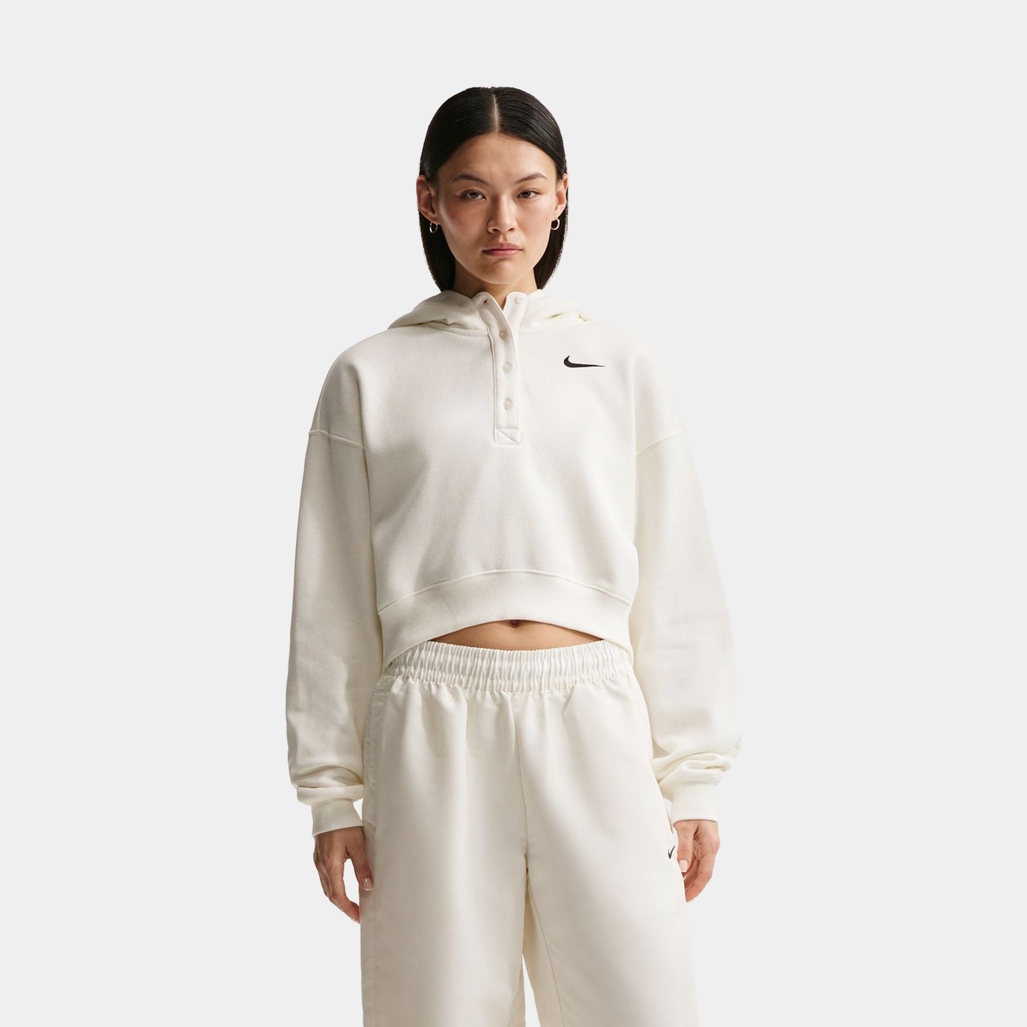 Nike NSW Phoenix Fleece Oversized Cropped Womens Hoodie Beige
