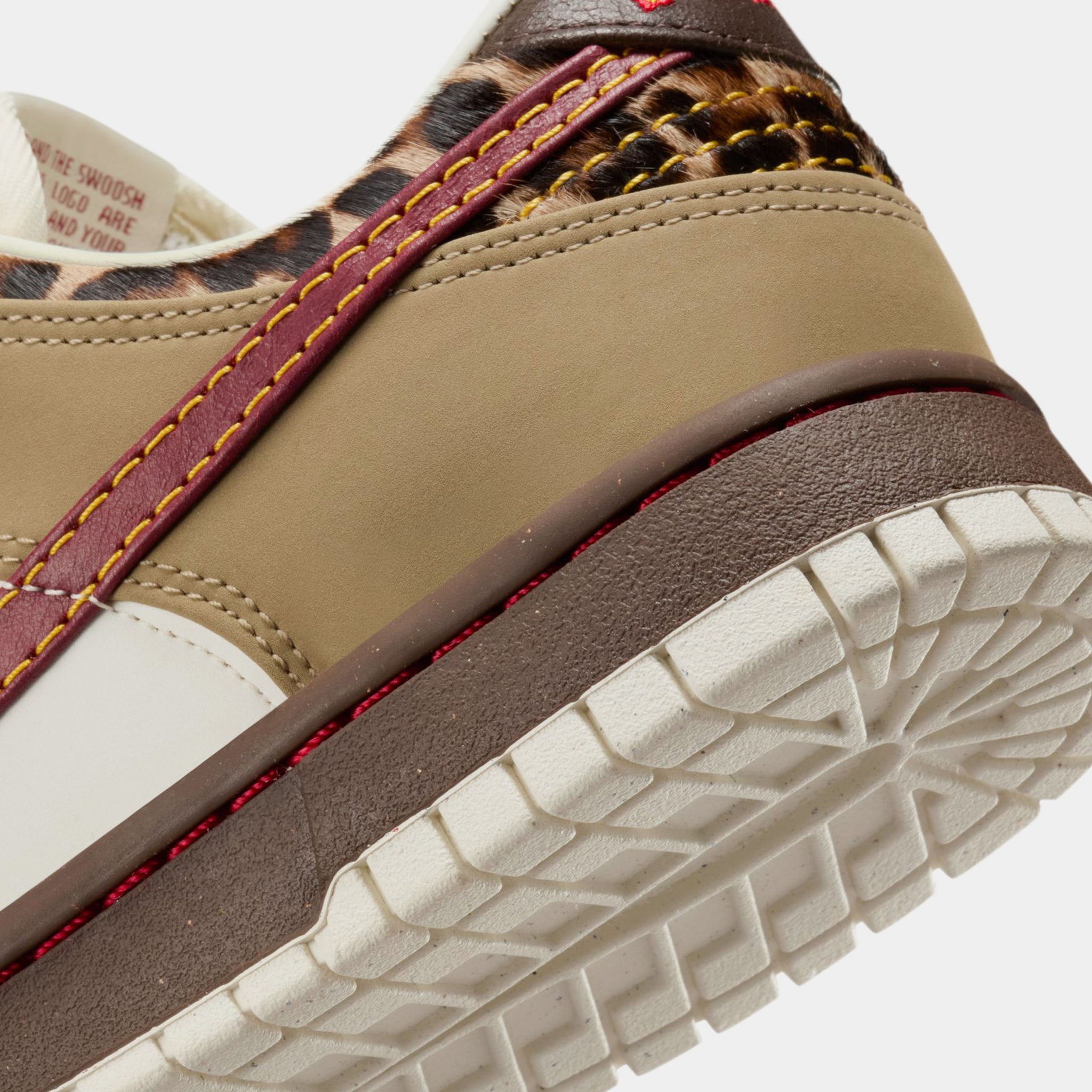 Nike Dunk Low Retro Womens Lifestyle Shoes Khaki Team Red Baroque 