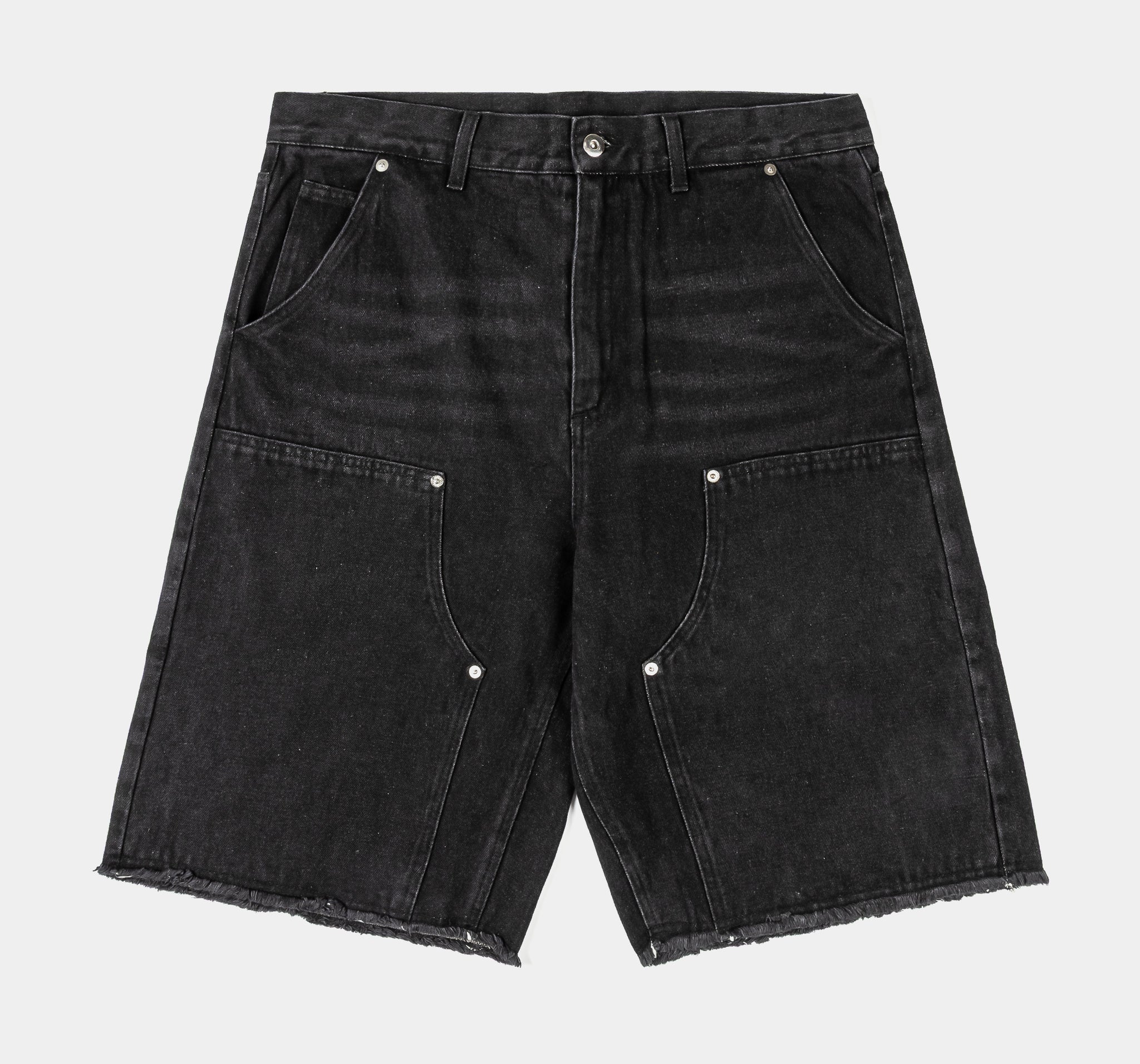 Maison Article Double Knee Washed Mens Shorts Black MADKS201