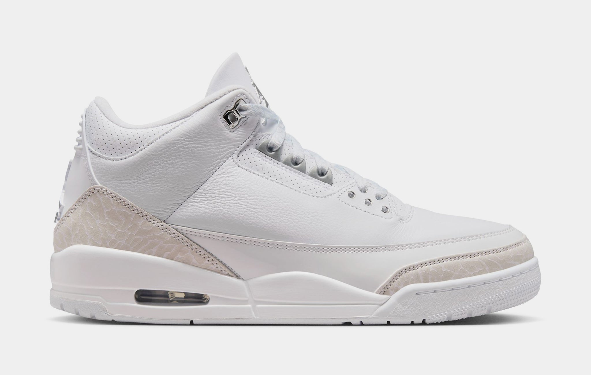 Jordan Air Jordan 3 Retro White And Silver Mens Lifestyle Shoes 