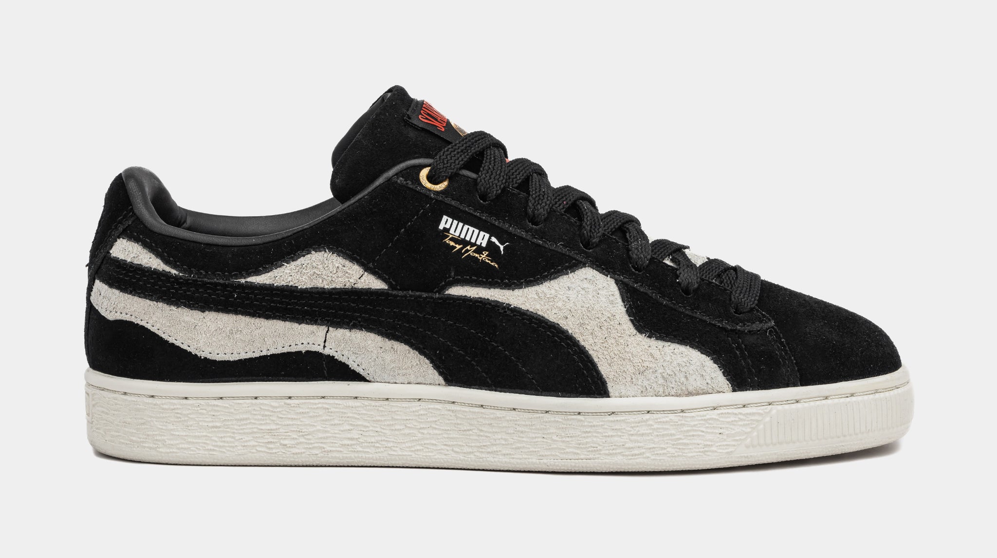 PUMA Suede Camowave Scarface Mens Lifestyle Shoes Black White