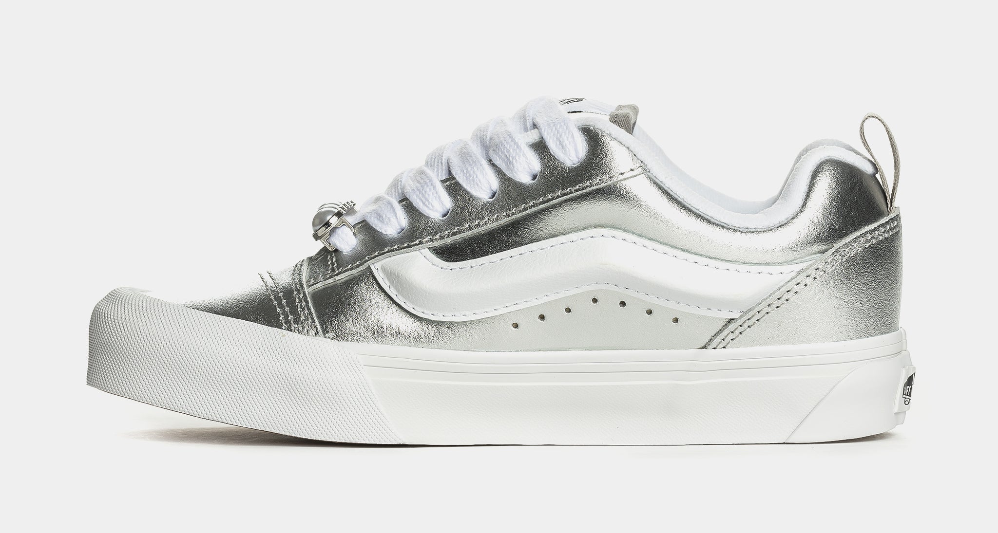 Vans Knu Skool Metallic Womens Lifestyle Shoes Silver White E9XSLV