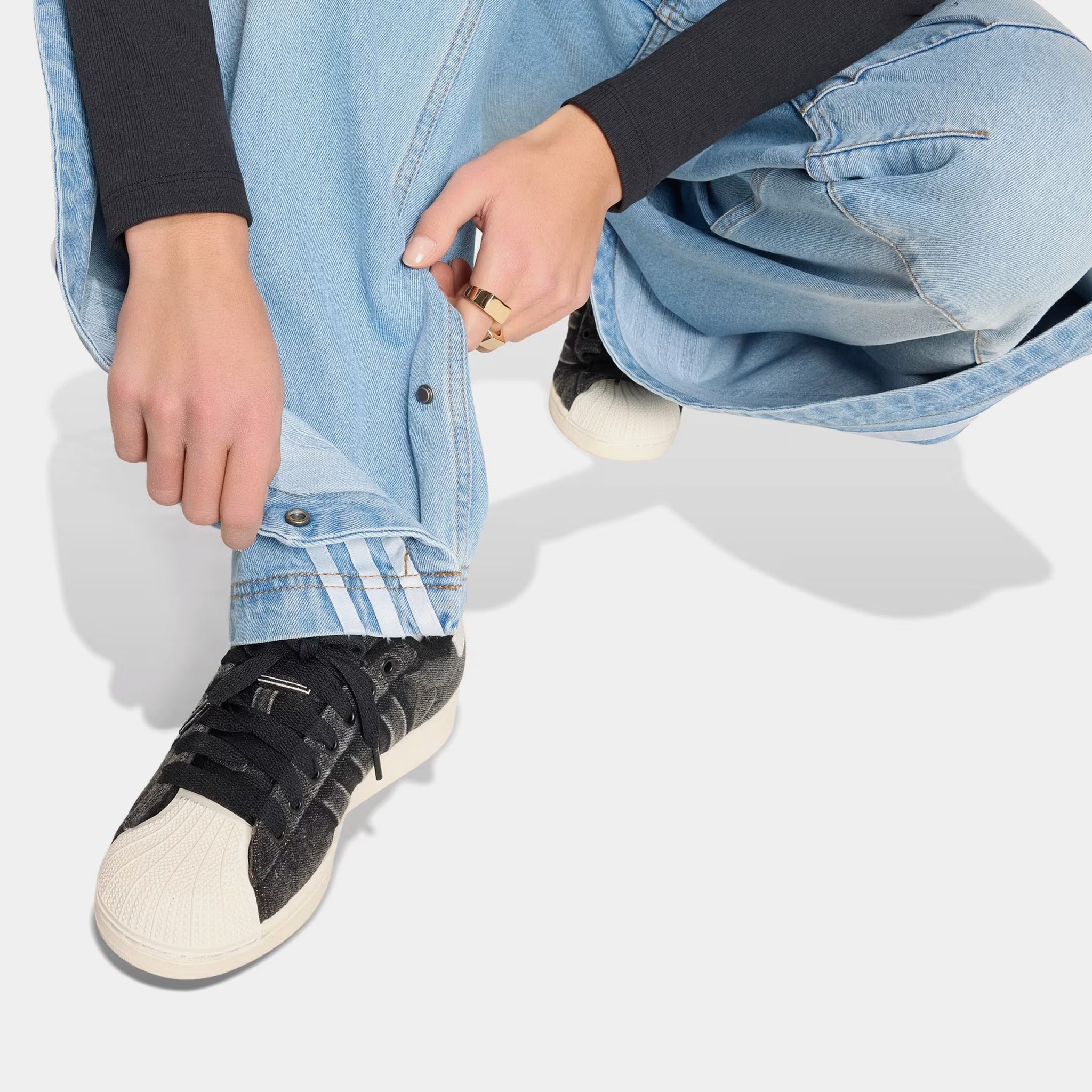 adidas Adilenium 5.0 Banana Overlay Denim Womens Pants Light Blue