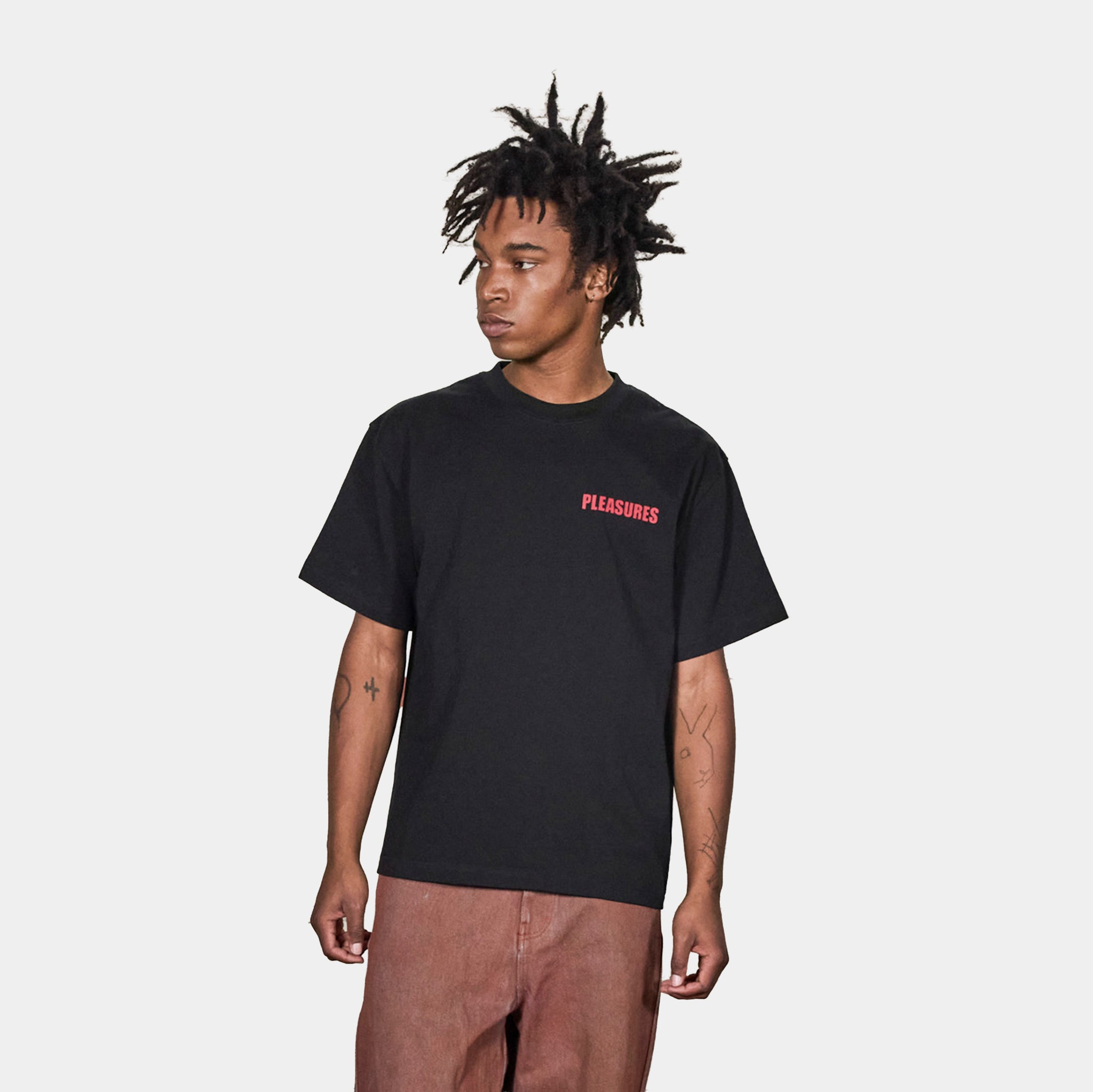 on PLASURES ランニングシャツ　サイズS Pleasures Impact Heavyweight Mens Short Sleeve Shirt Black Red