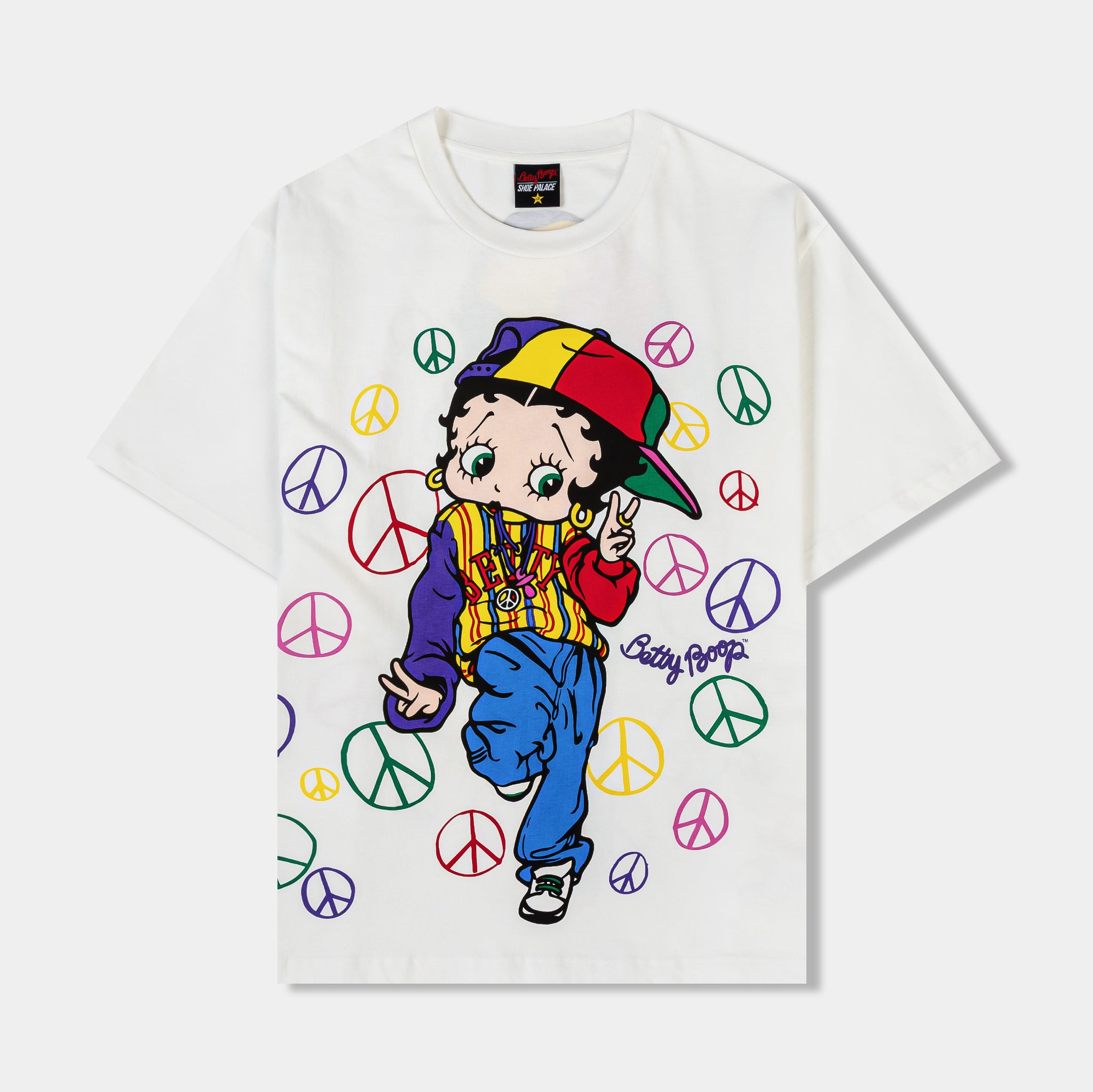 SP x Betty Boop Peace Mens Short Sleeve Shirt White Multicolor