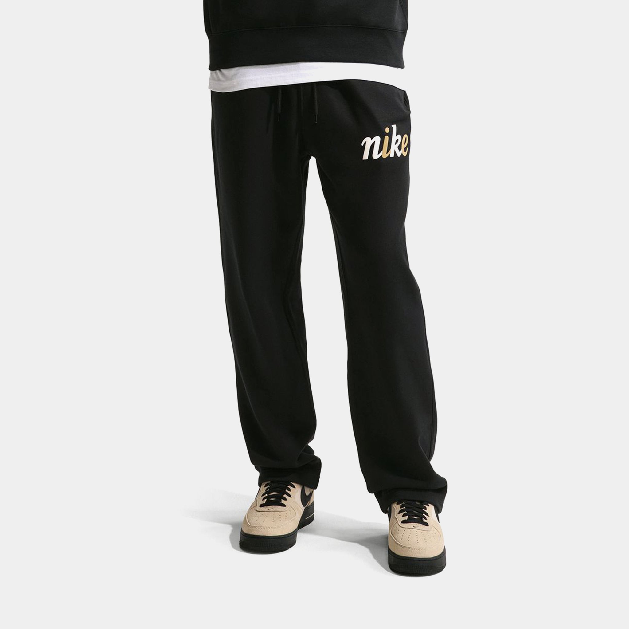 Nike NSW Club Fleece Open Hem Mens Pants Black Black Sail IF0715