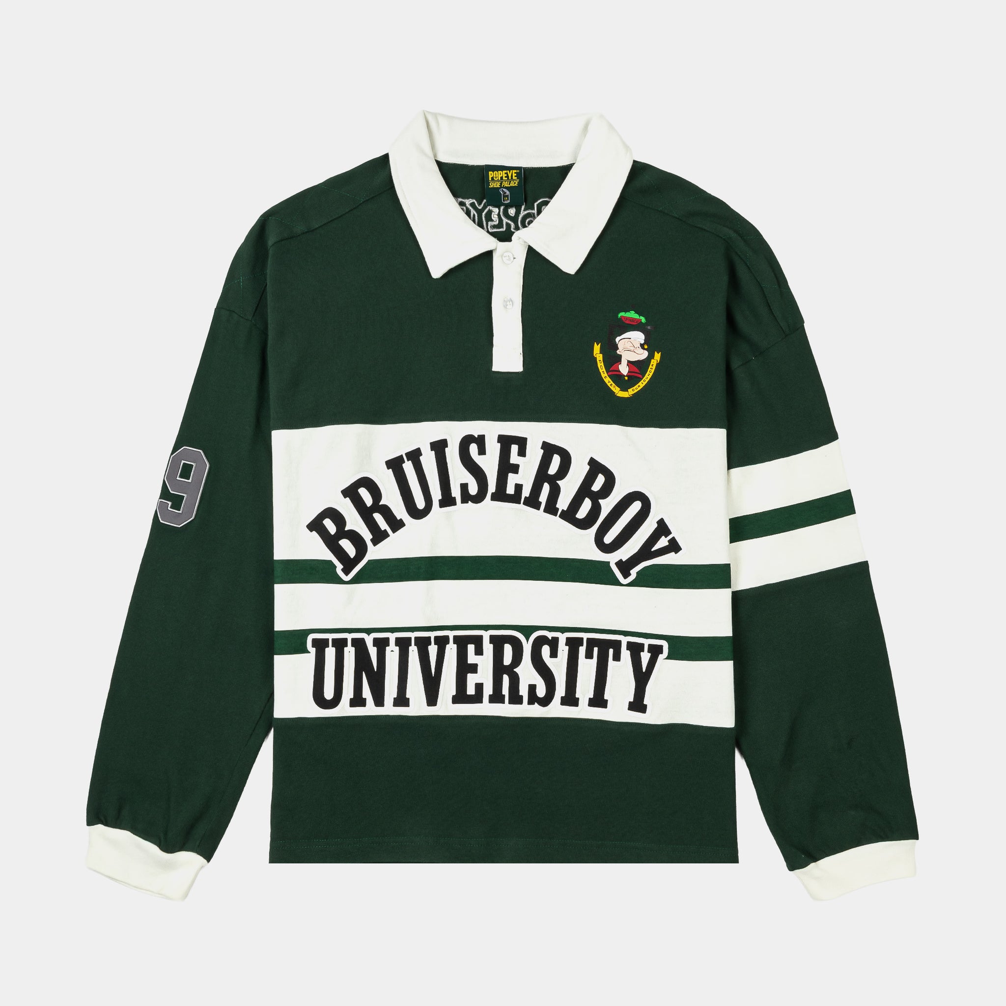 SP x Popeye Bruiserboy Mens Long Sleeve Shirt Green White POPLS101