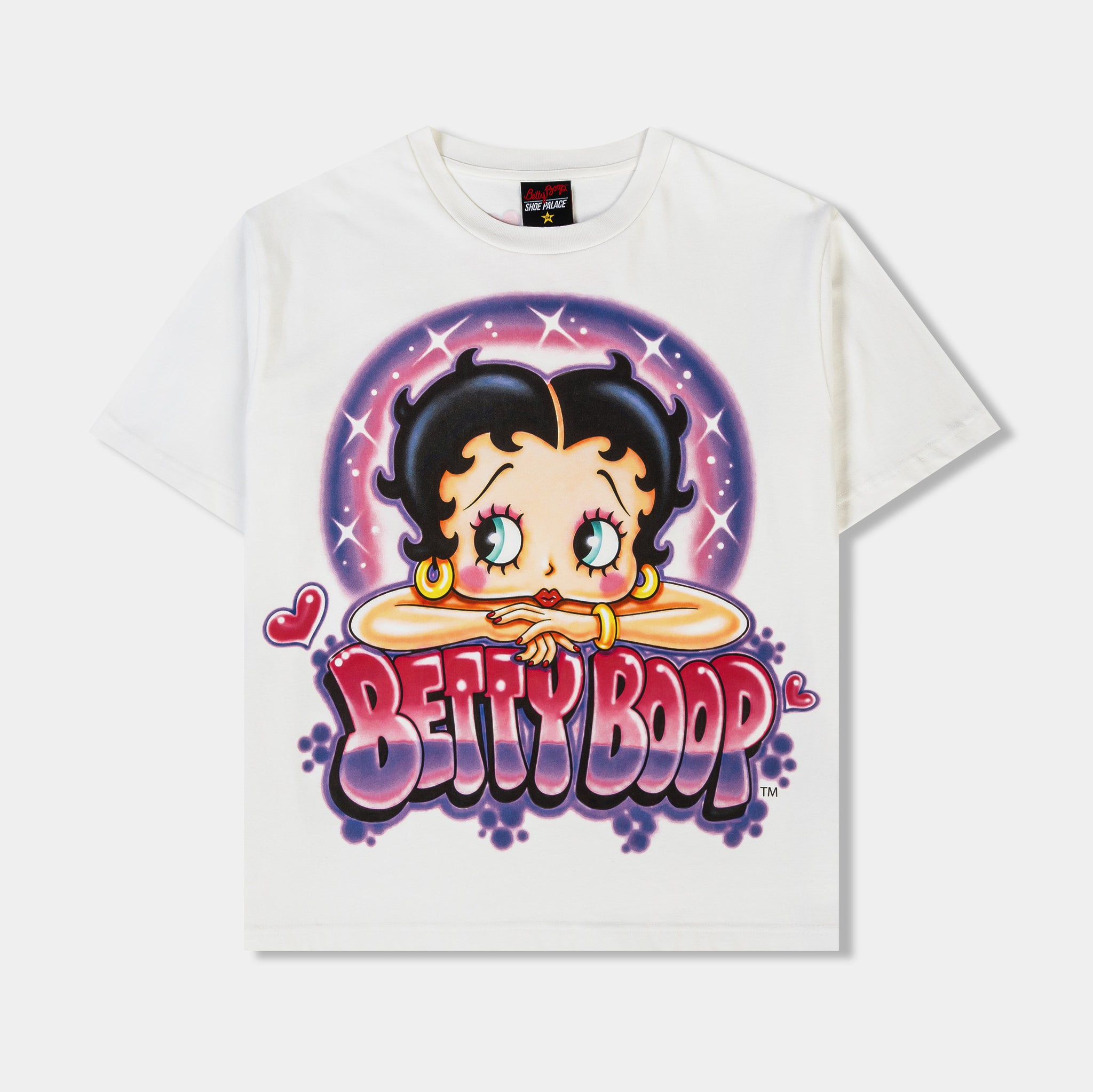 SP x Betty Boop Airbrush Womens Short Sleeve Shirt White Pink