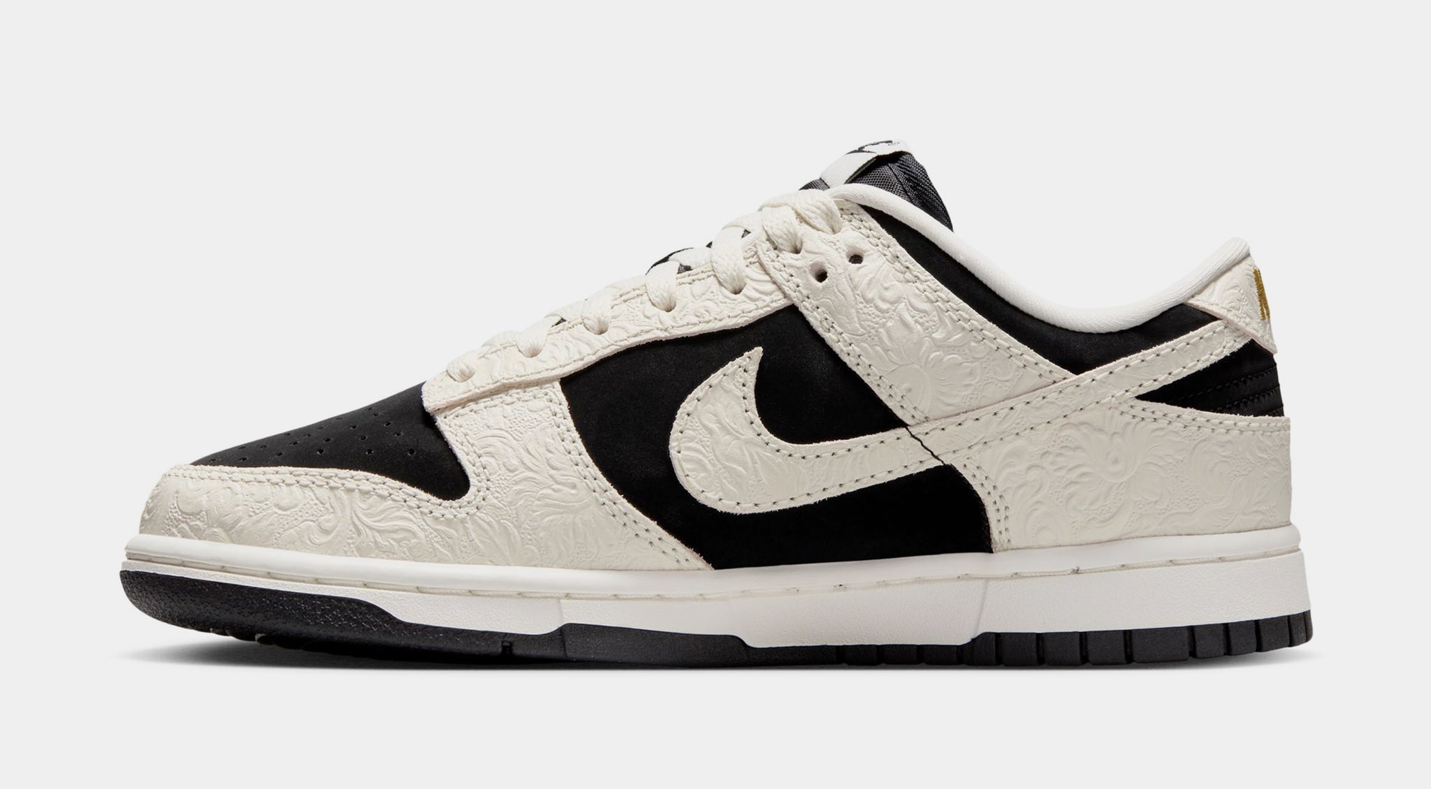 Nike Dunk Low Embossed Womens Lifestyle Shoes Black Sail Metallic 