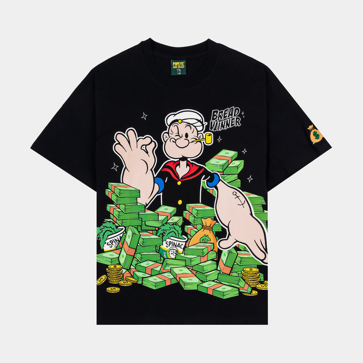 SP x Popeye Spinach Mens Short Sleeve Shirt Black Yellow POPSS110