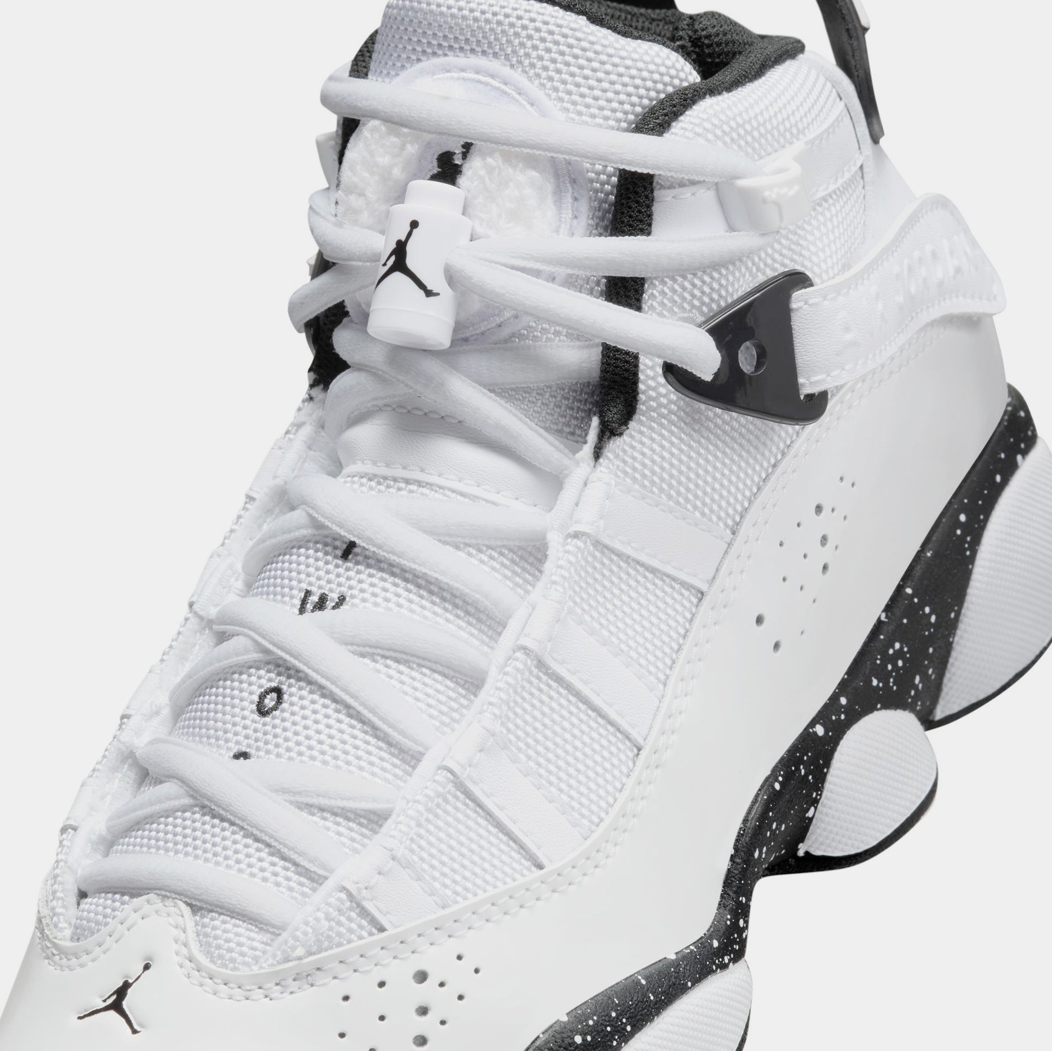 Jordan 6 Rings Grade School Basketball Shoes White Black White 323419 ...