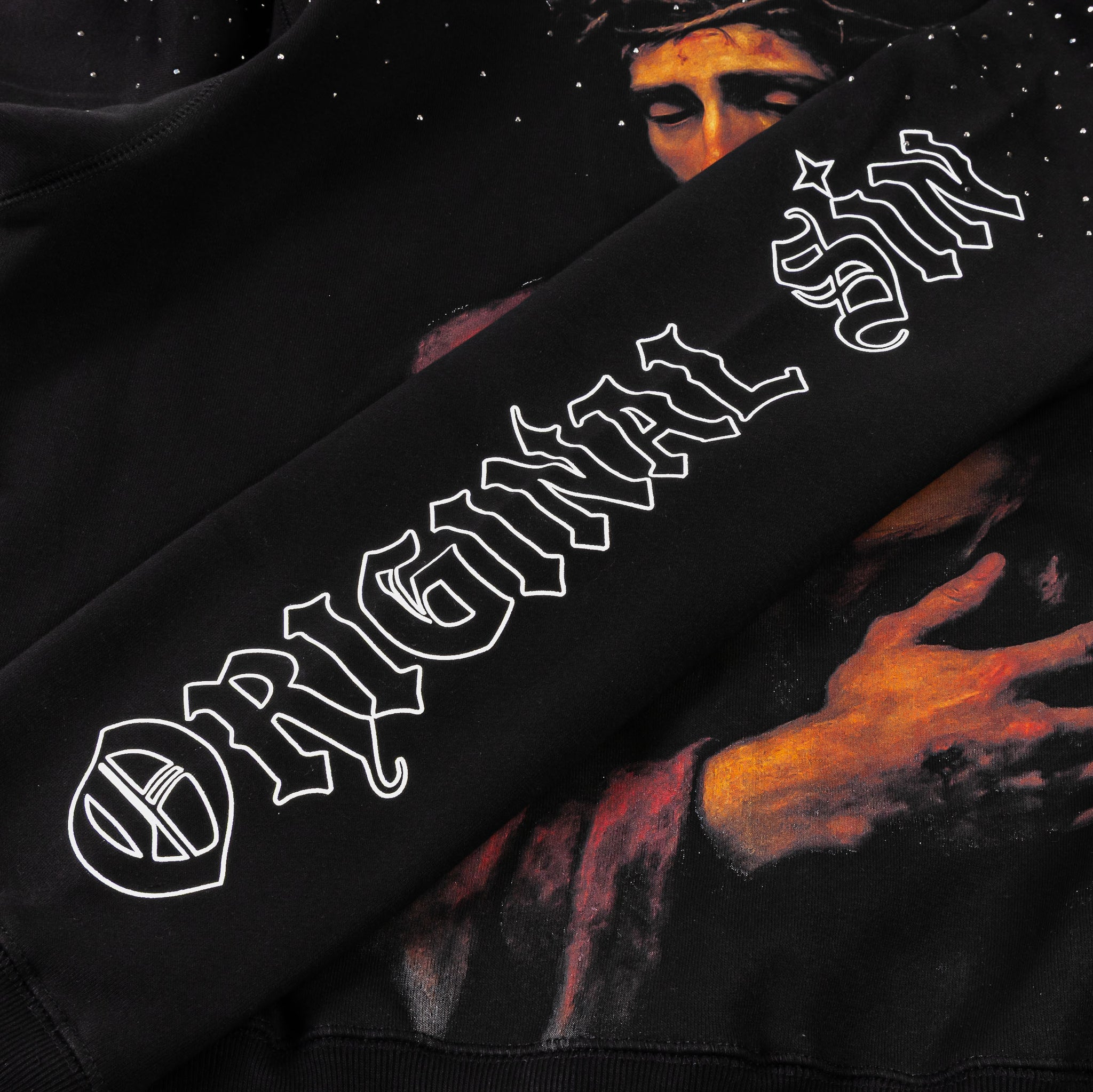 Original Sin Jesus Letters Zip Up Mens Hoodie Black White OSZH105