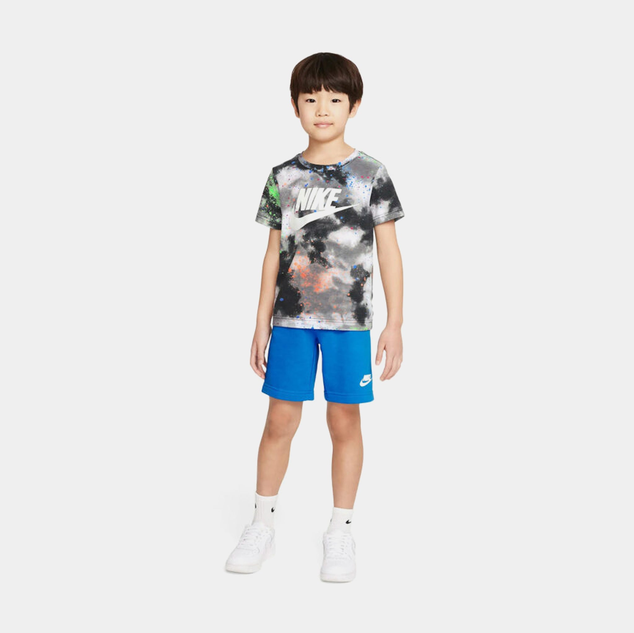 Nike NSW Tie Dye Shirt and Shorts Preschool Set Blue 86J295-BE1