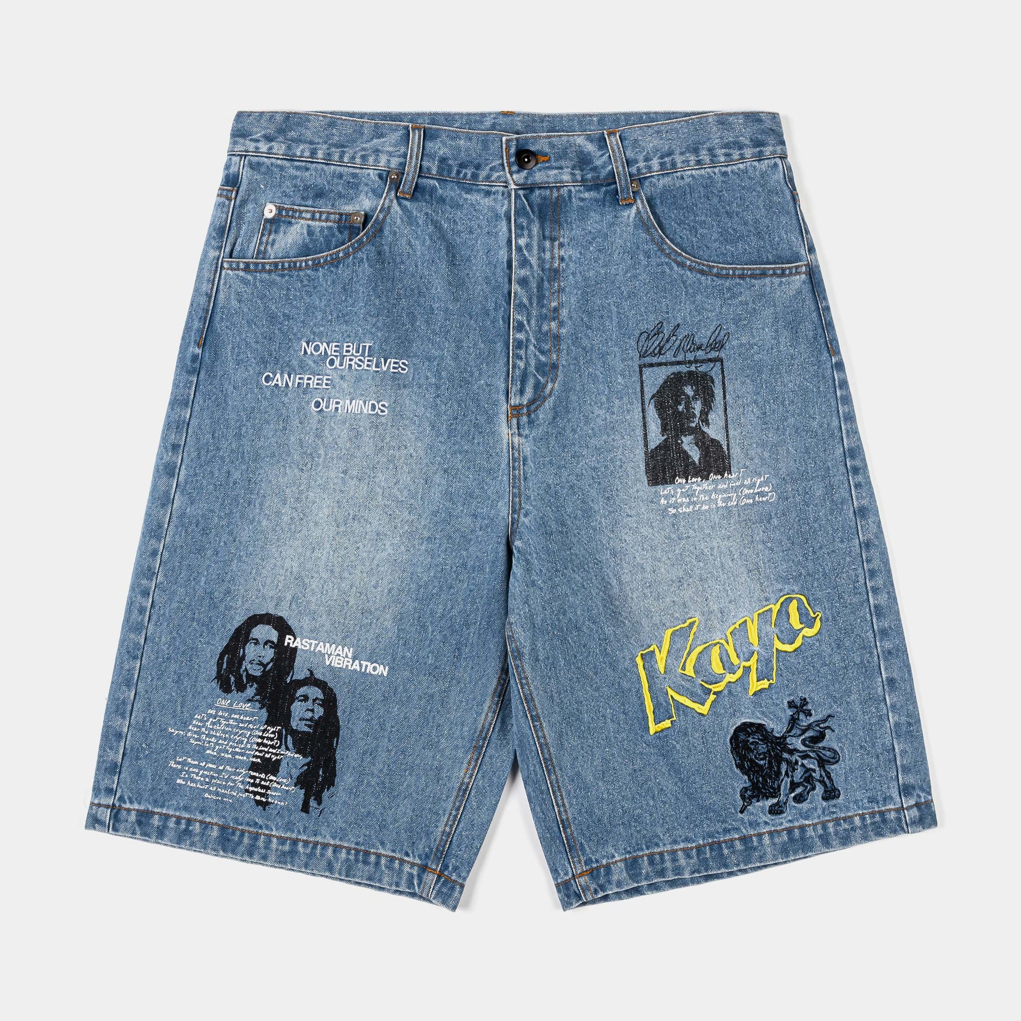 Shoe Palace SP x Bob Marley Work Washed Denim Mens Shorts Blue