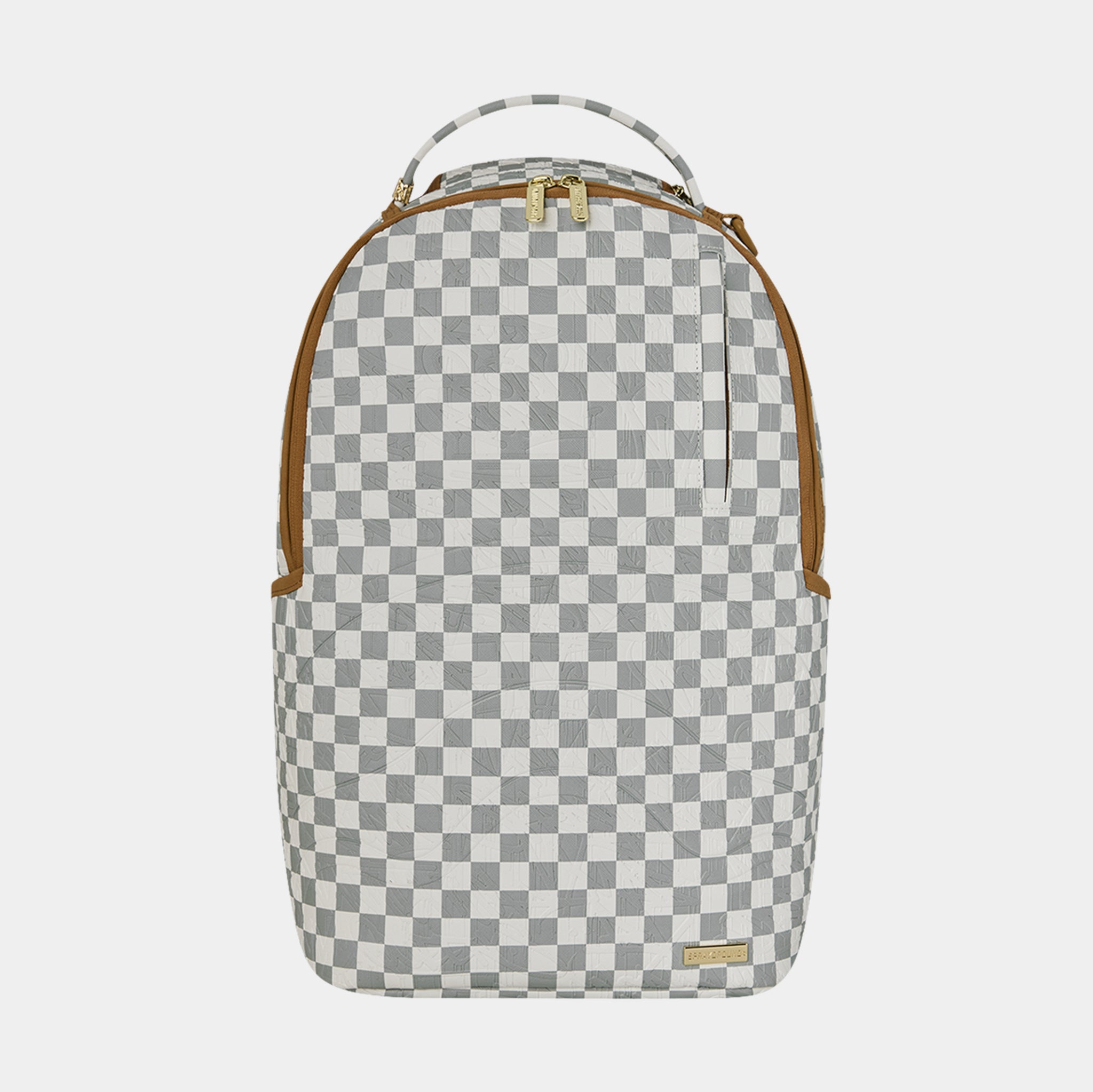 Sprayground Embossed Cream Checkerboard Mens Backpack Grey White