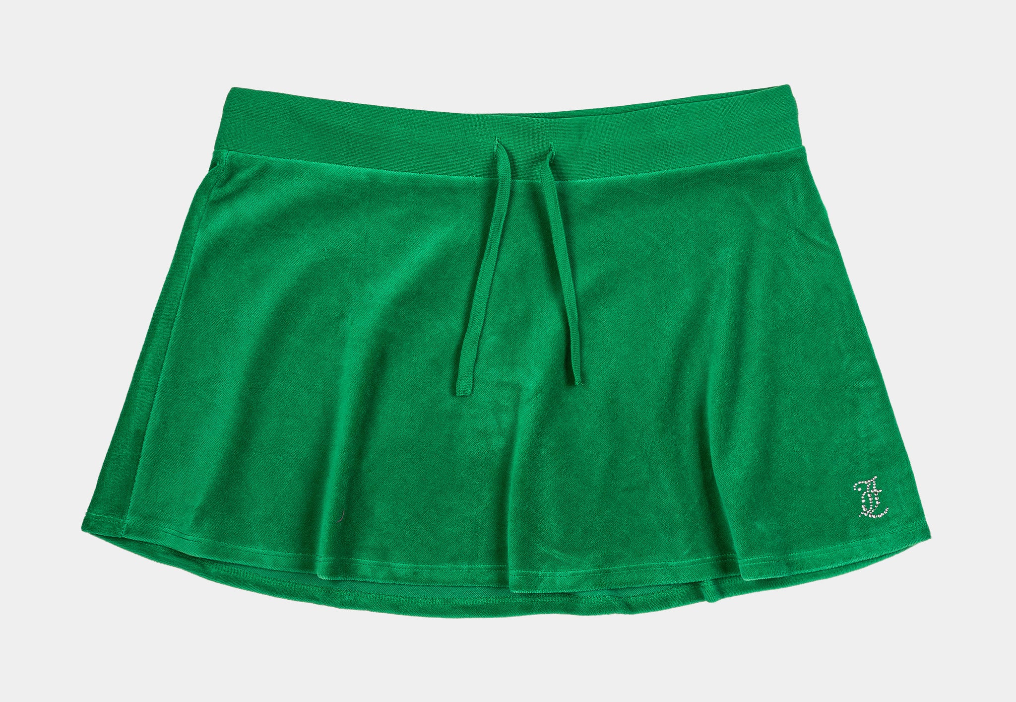 Juicy Couture Hotfix Velour Skater Womens Skirt Green