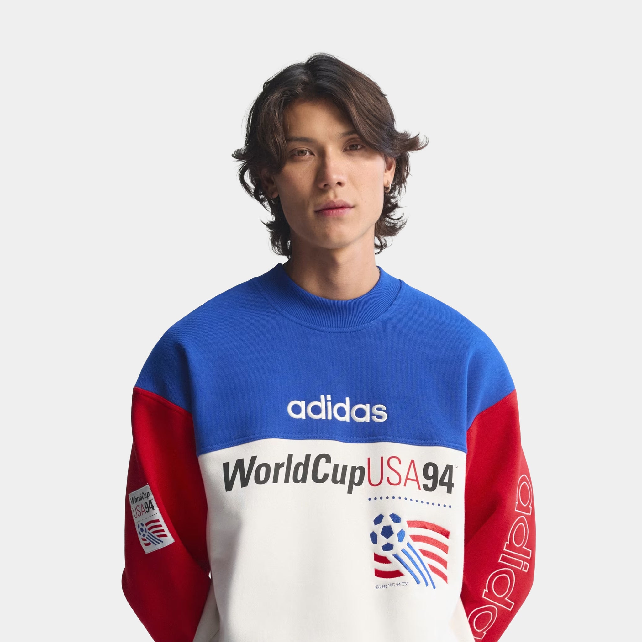 adidas USA 94 Graphic Crew Mens Sweatshirt Royal Blue Cloud White
