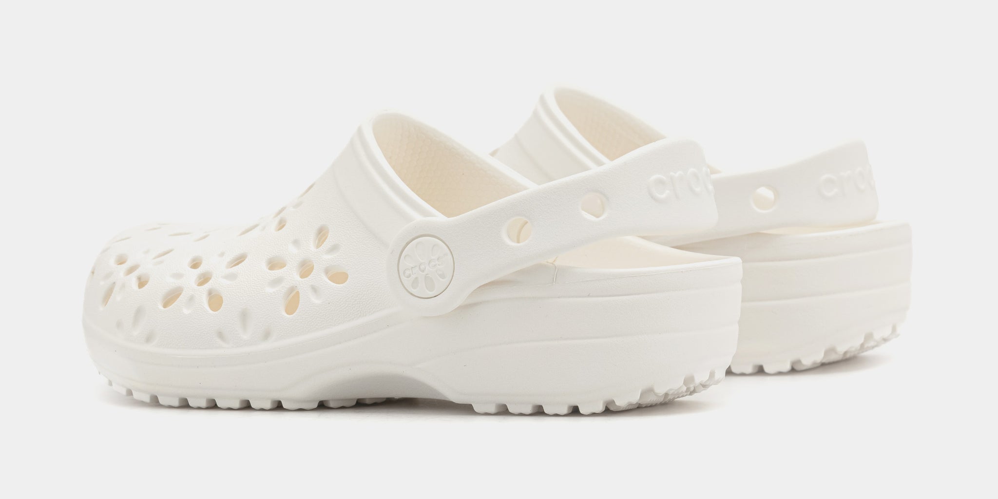 Crocs Classic Clog Floral Cut Out Preschool Grade School Sandals White ...