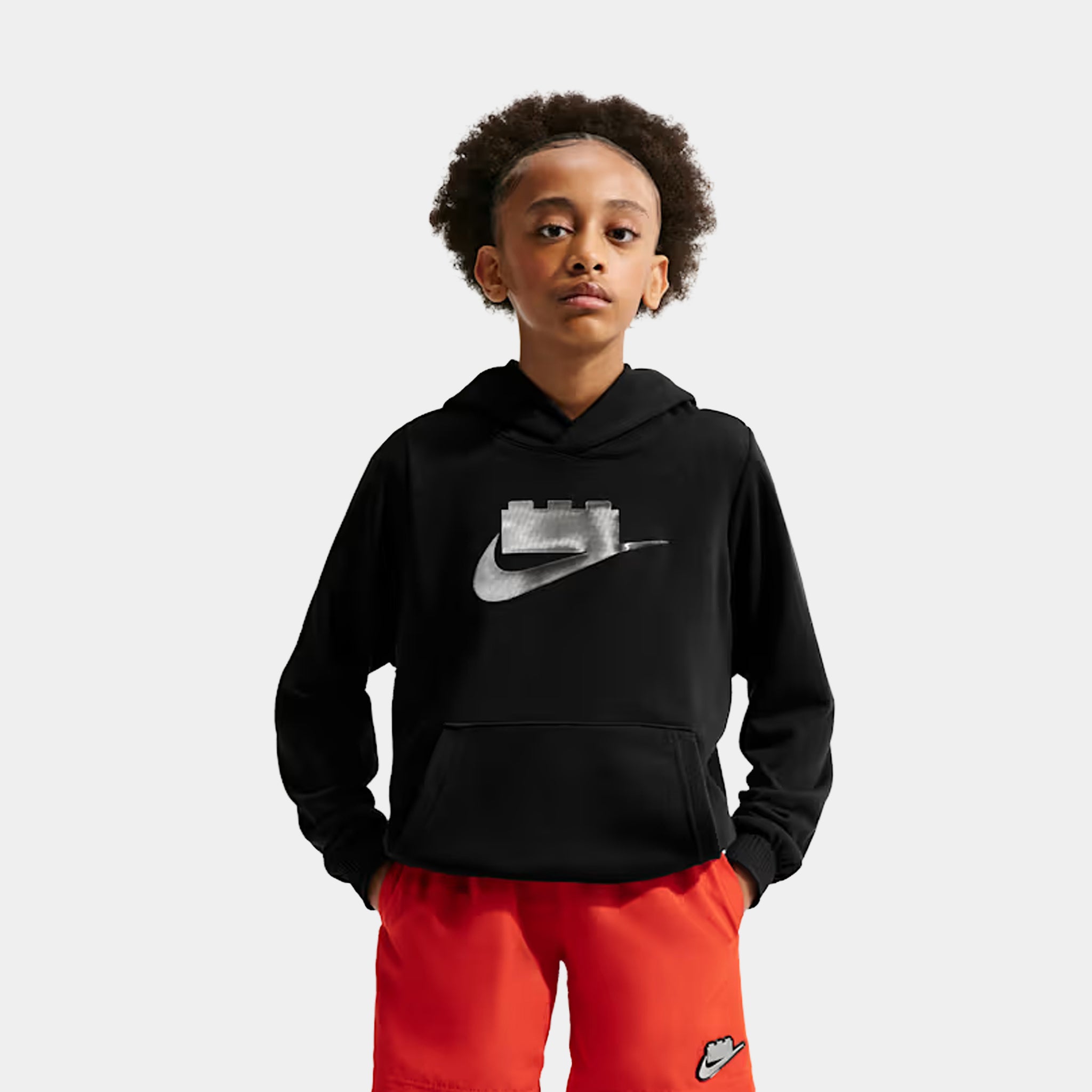 Nike LEGO Collection Pullover Grade School Hoodie Black Smoke Grey