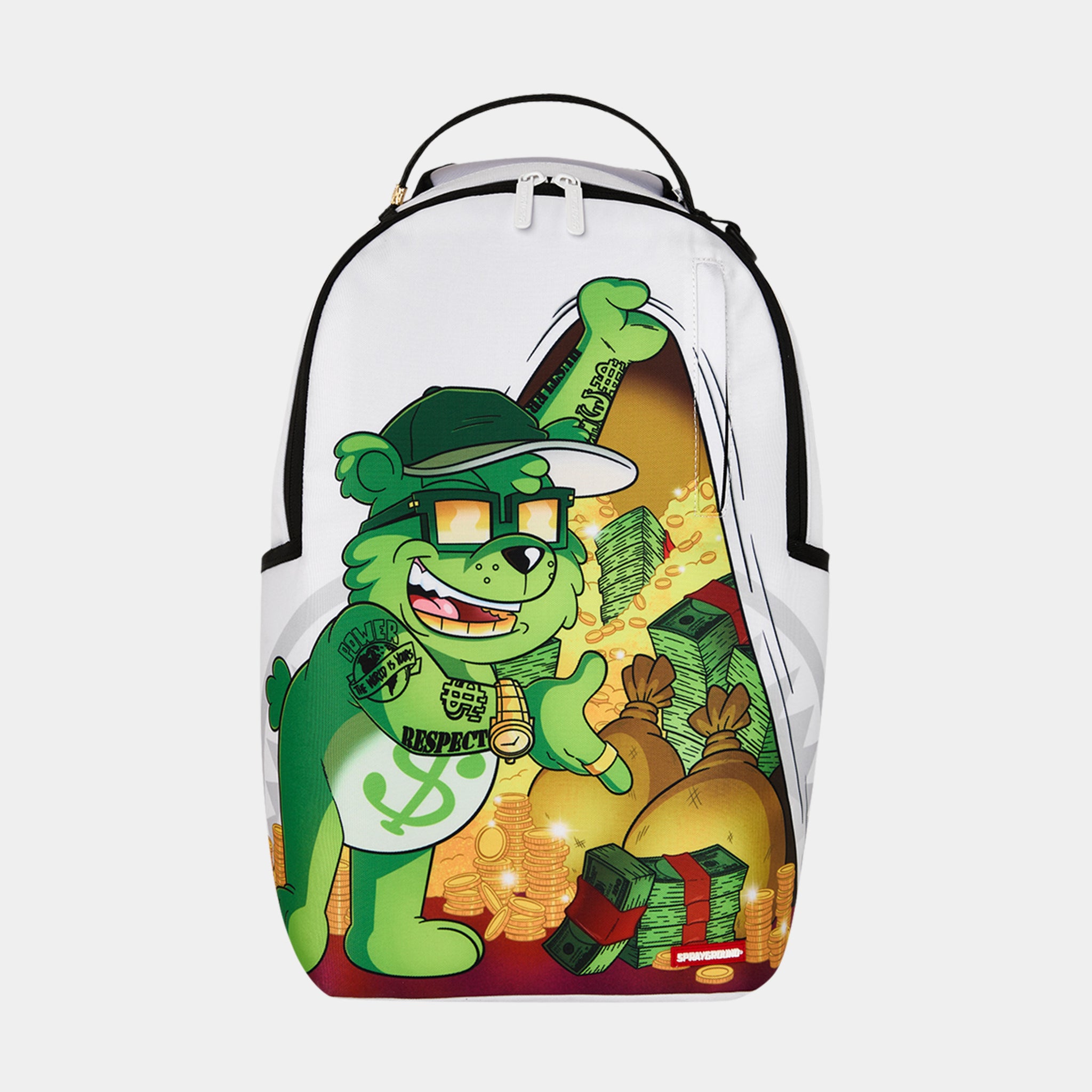 Sprayground Money Bear Stash Mens Backpack White Green 910B7398NSZ