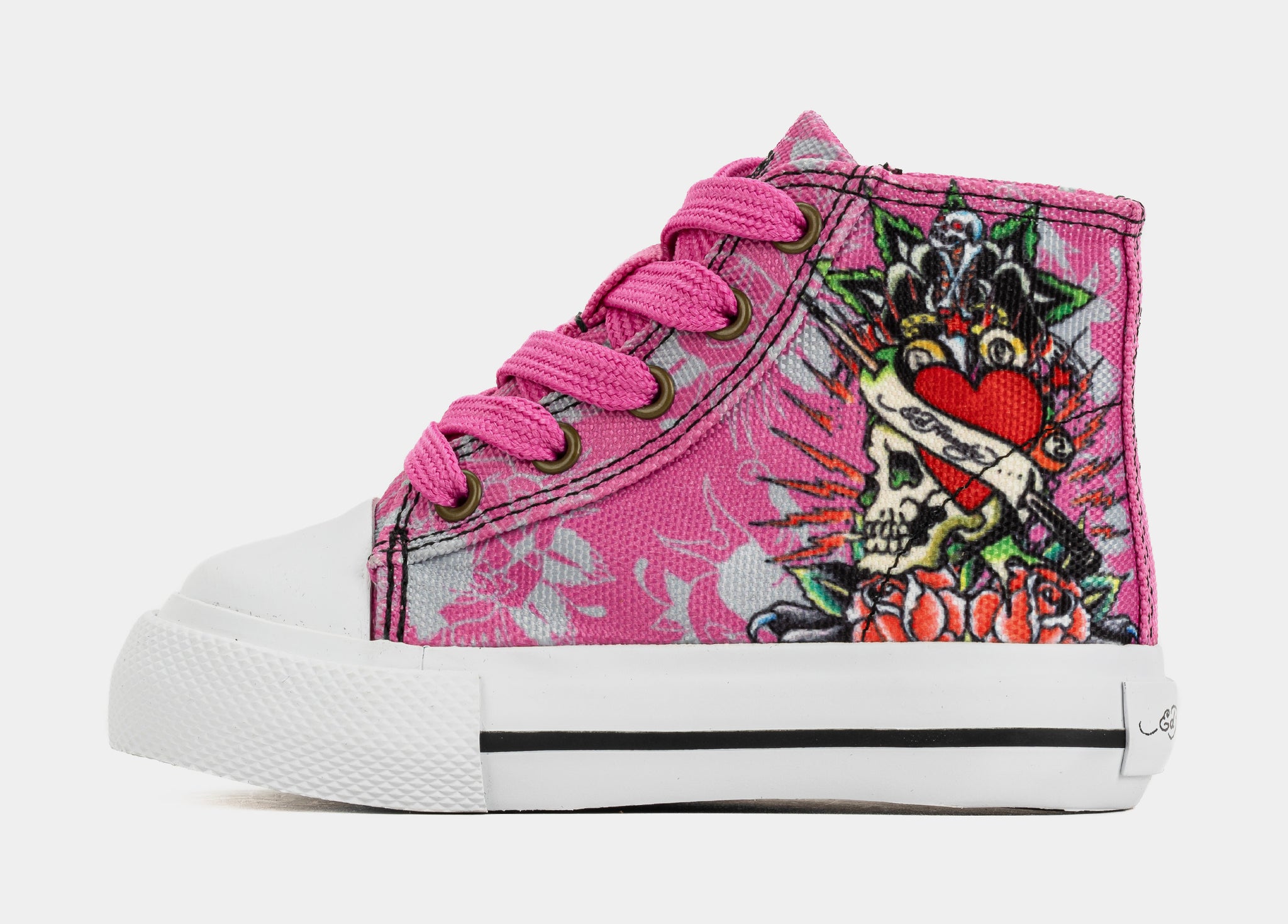 エバムエバ Ed Hardy Skull High Top Infant Toddler Lifestyle Shoes Pink