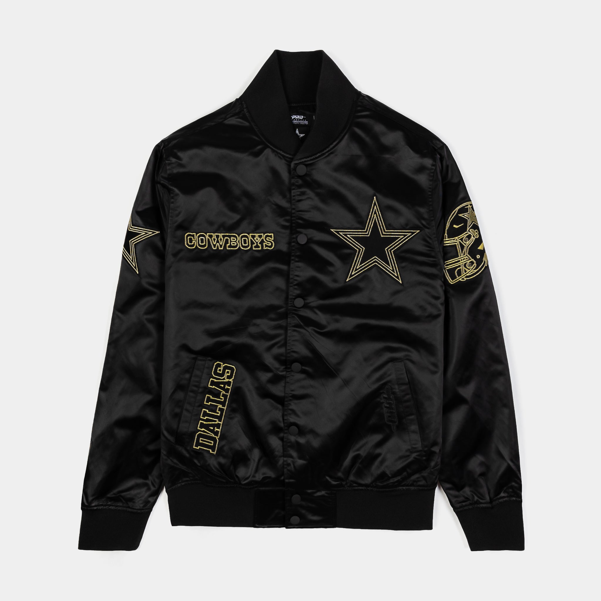 Pro Standard Dallas Cowboys Satin Varsity Mens Jacket Black Gold