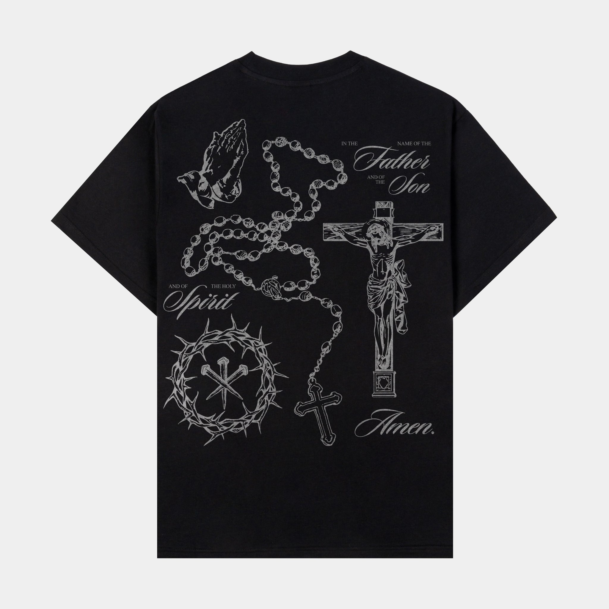 CTHDRL Rosary Washed Mens Short Sleeve Shirt Black MARSS12 – Shoe