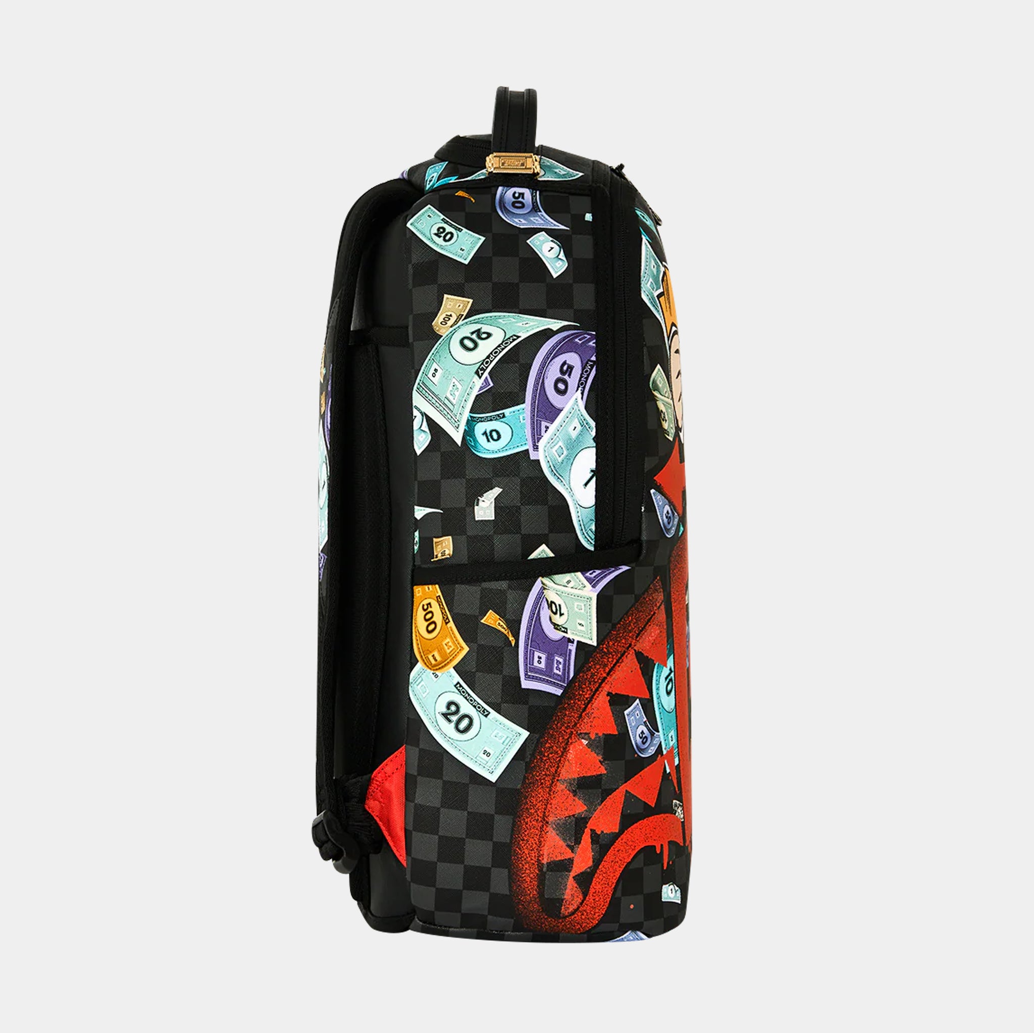 Sprayground Monopoly Go Sharkmouth Stencil Mens Backpack Grey Red 910B8779NSZ – Shoe Palace