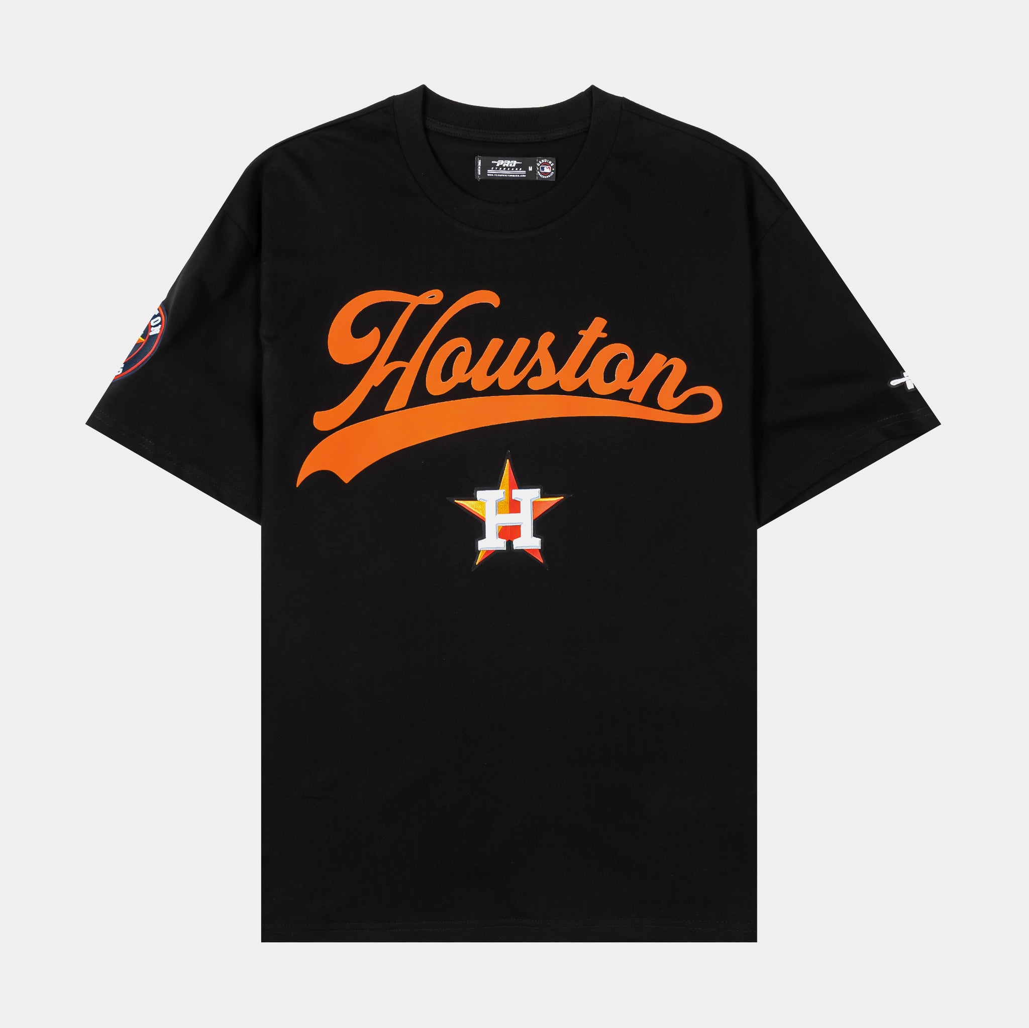 houston astros dress shirt PRO STANDARD Houston Astros Living Large Drop Shoulder Mens Short Sleeve Shirt (Black/Orange)