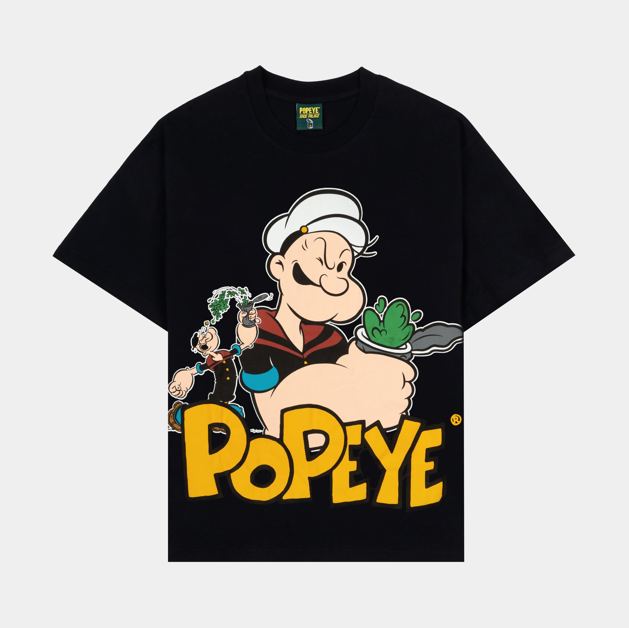 POPEYEの裏側 SP x Popeye Spinach Mens Short Sleeve Shirt Black Yellow POPSS110