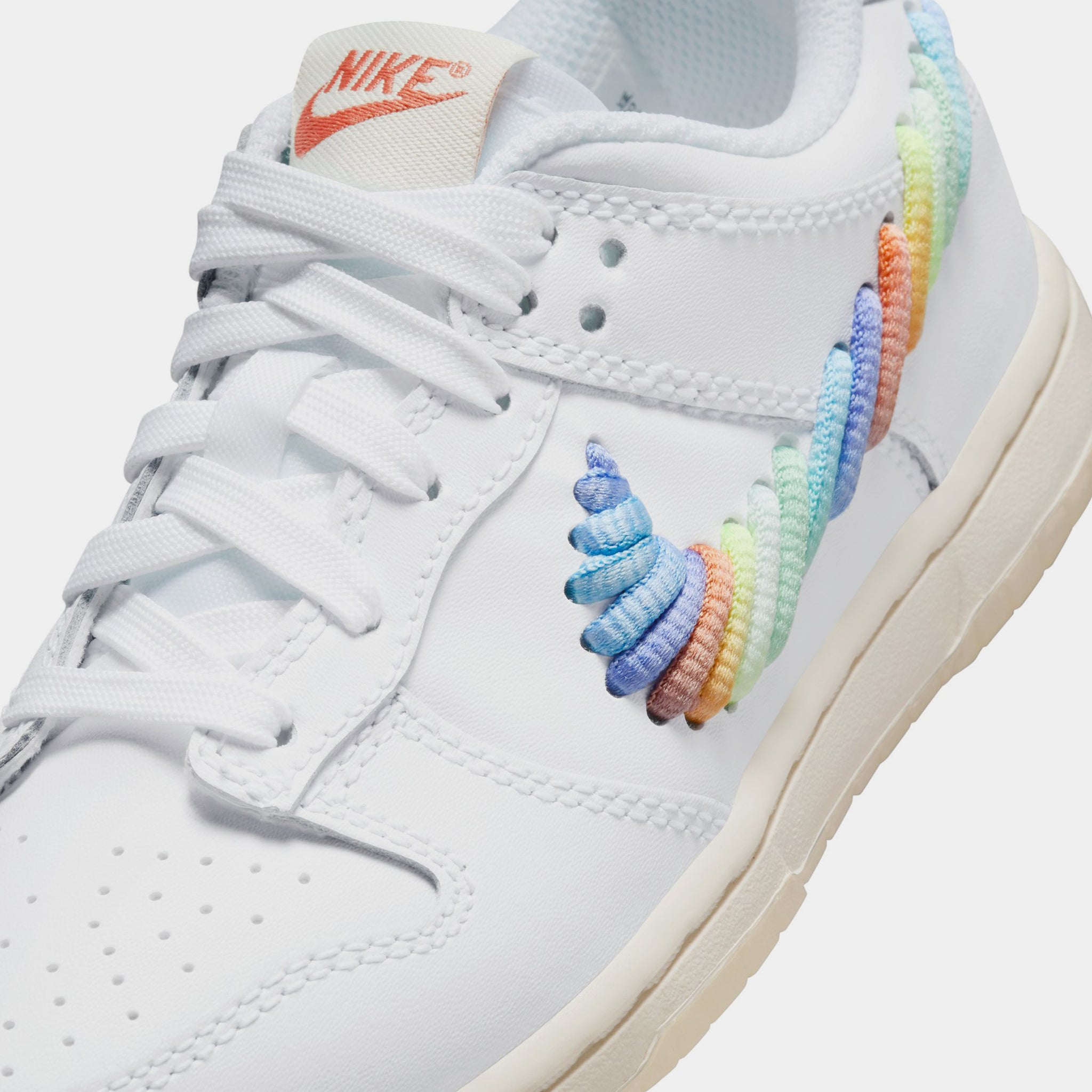 Nike Dunk Low SE Rainbow Swoosh Preschool Lifestyle Shoes White