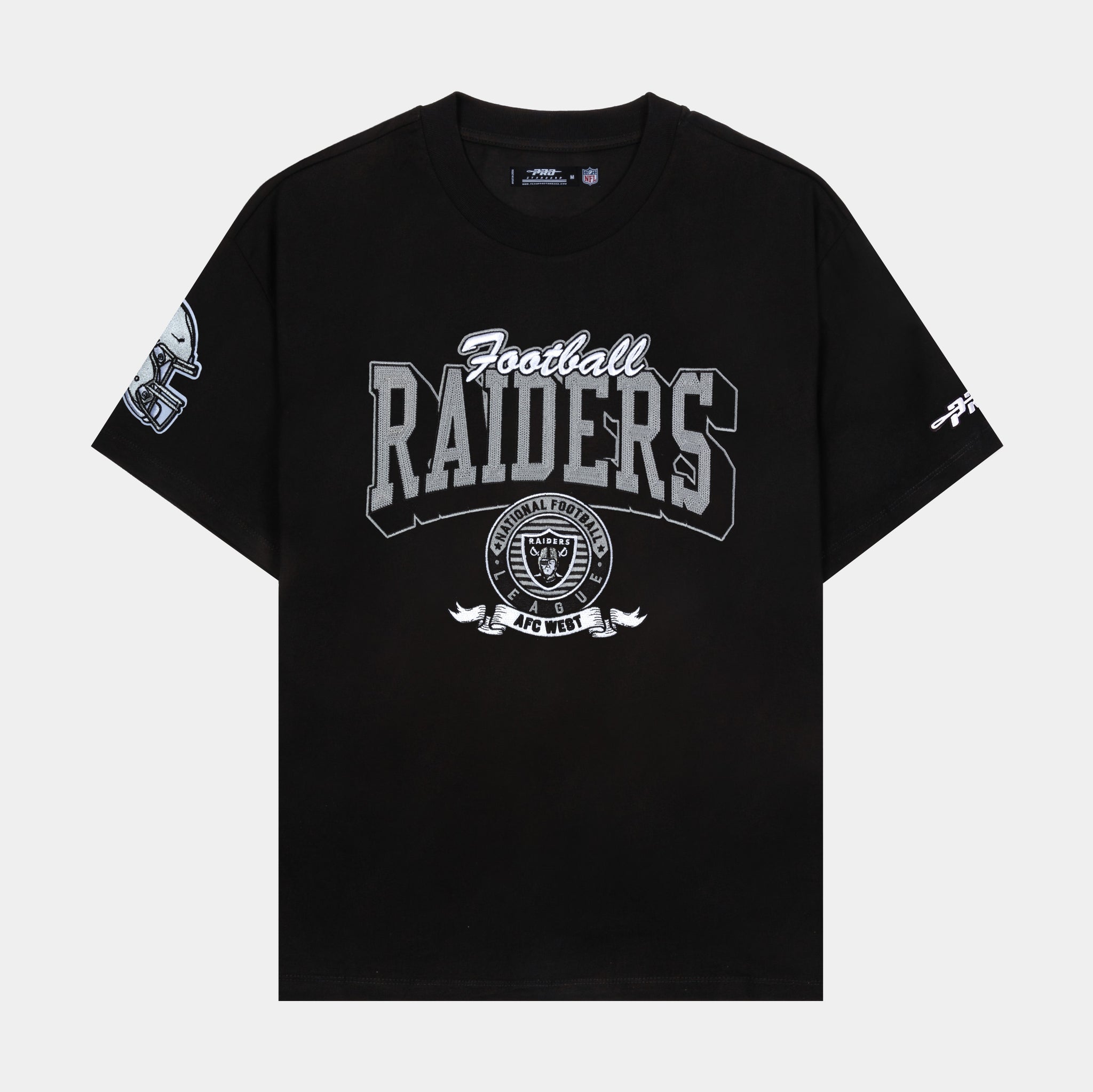 NFL Las Vegas Raiders Team Badge Mens Short Sleeve Shirt (Black/Grey)