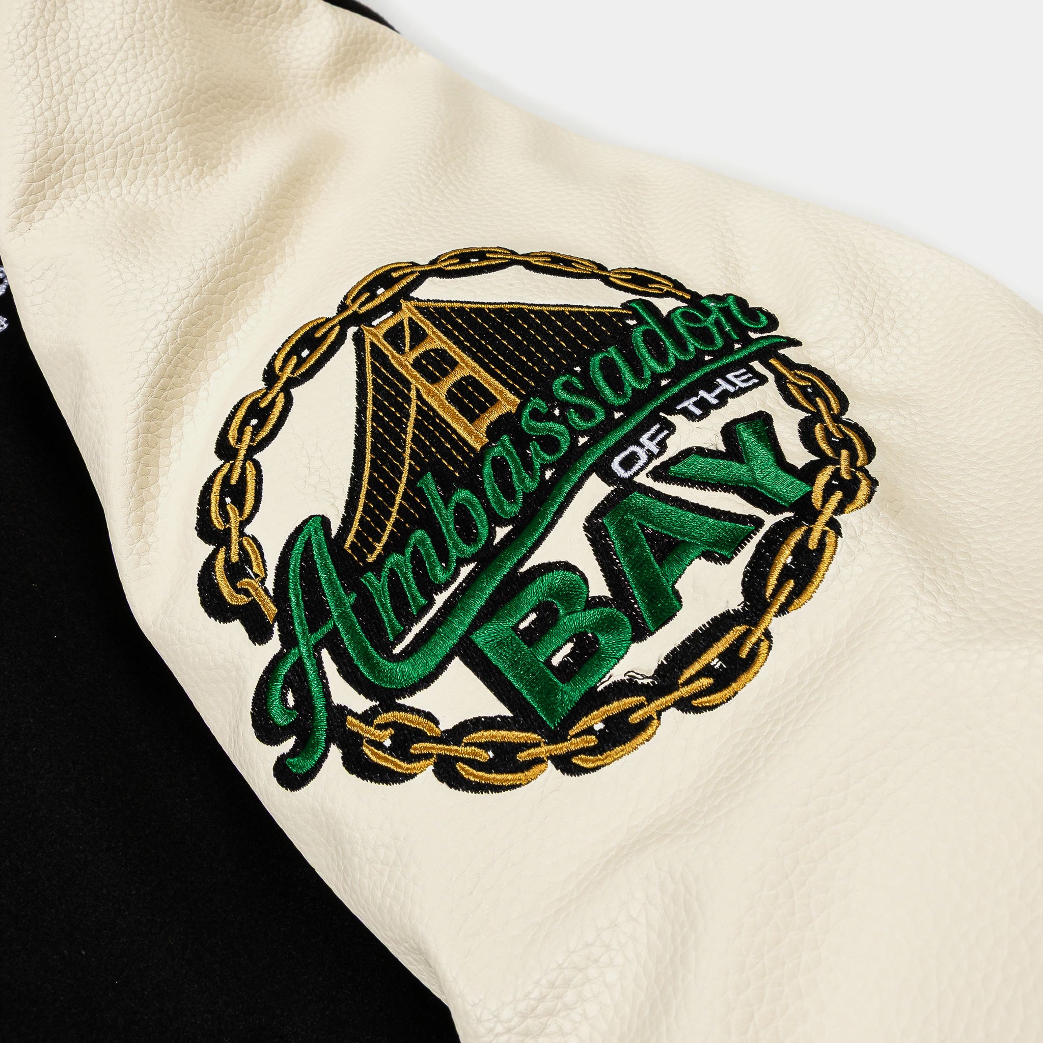 Shoe Palace SP x E-40 Anniversary Varsity Mens Jacket Black Cream