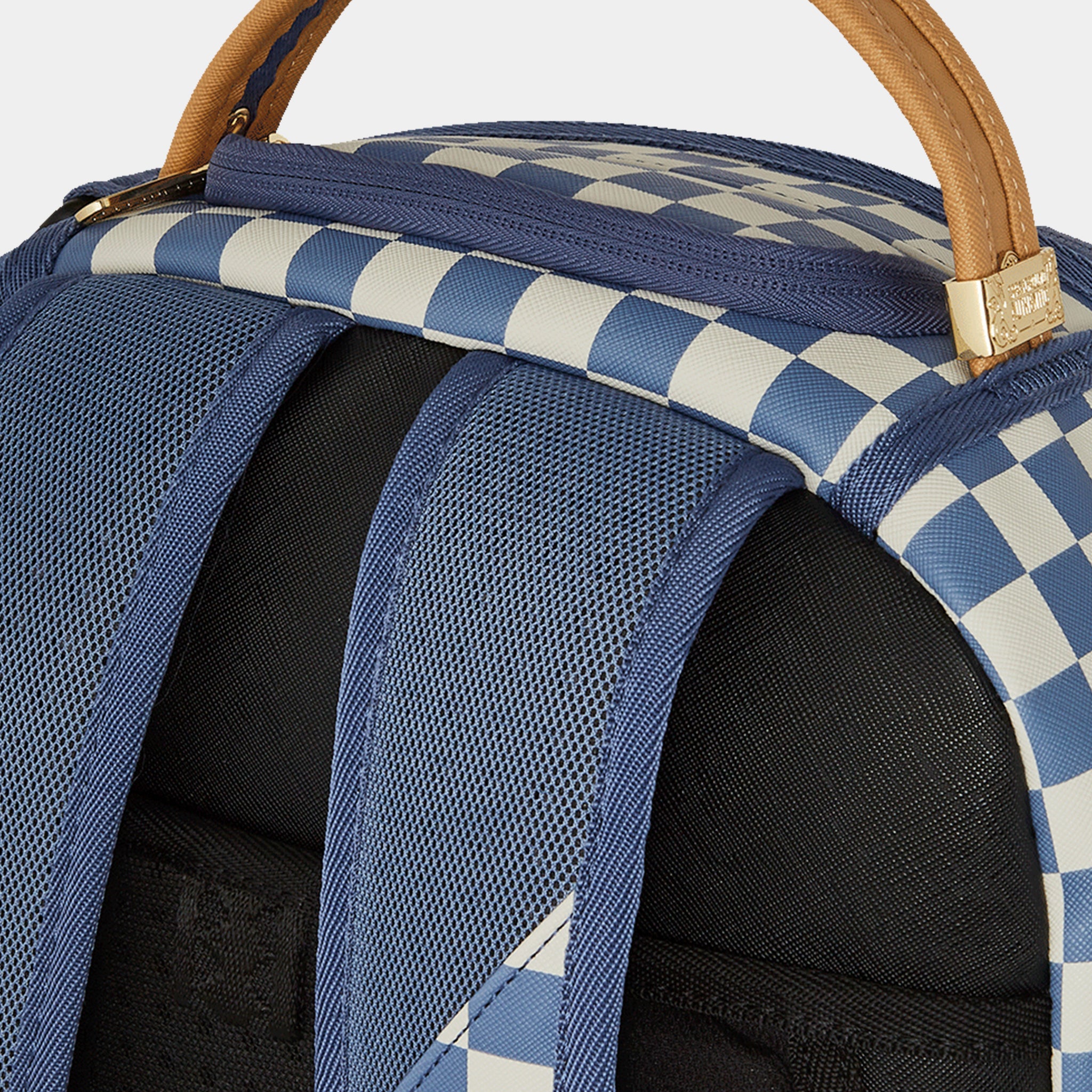 Sprayground Shark Checkered Mens Backpack Blue Beige 910B6720NSZ