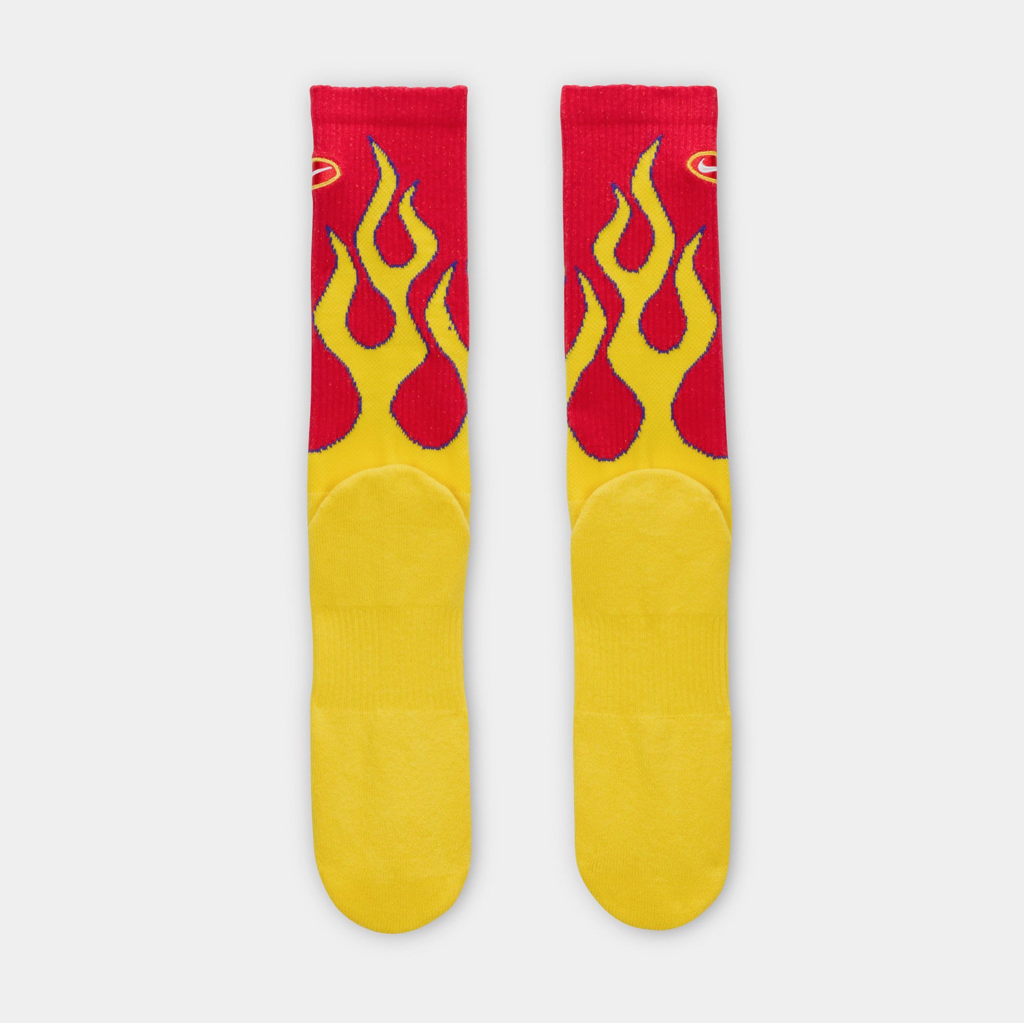 Everyday Plush Cushioned Crew Flames Mens Socks (University Red/Tour  Yellow/White)
