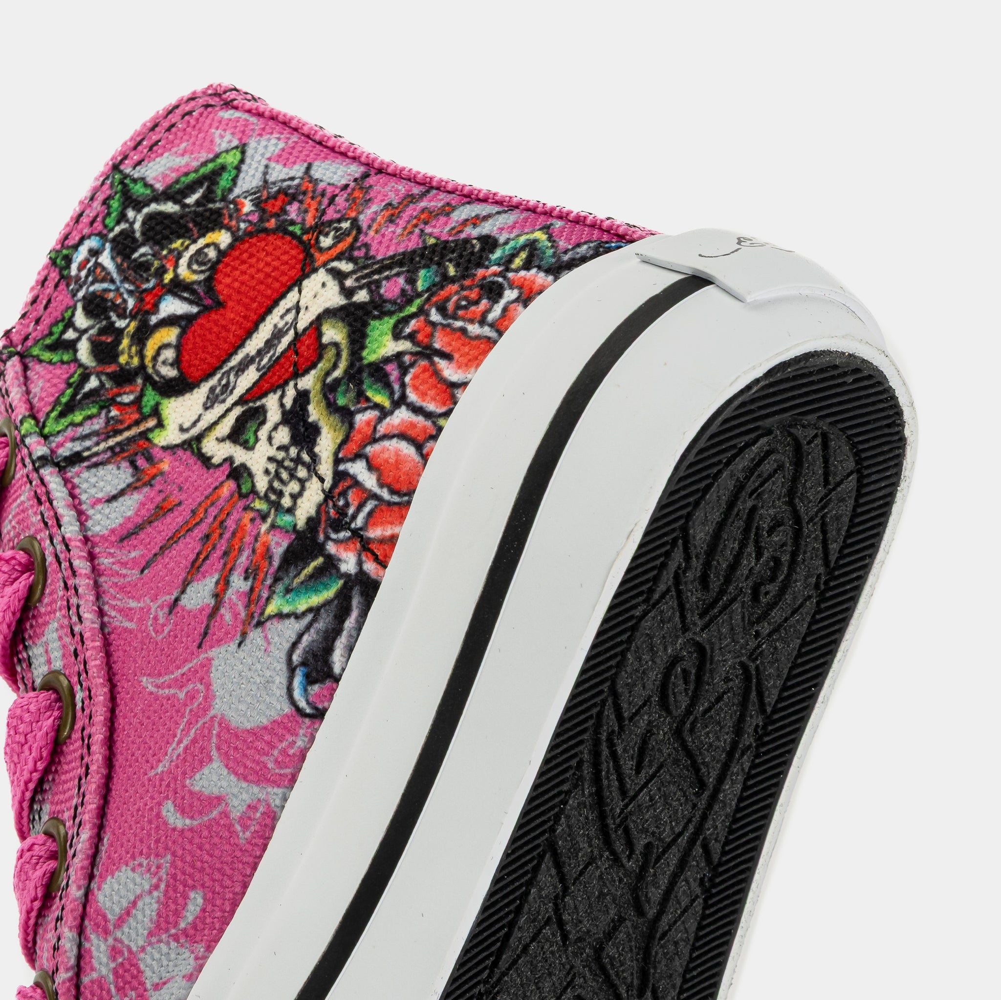 Ed Hardy Skull High Top Infant Toddler Lifestyle Shoes Pink