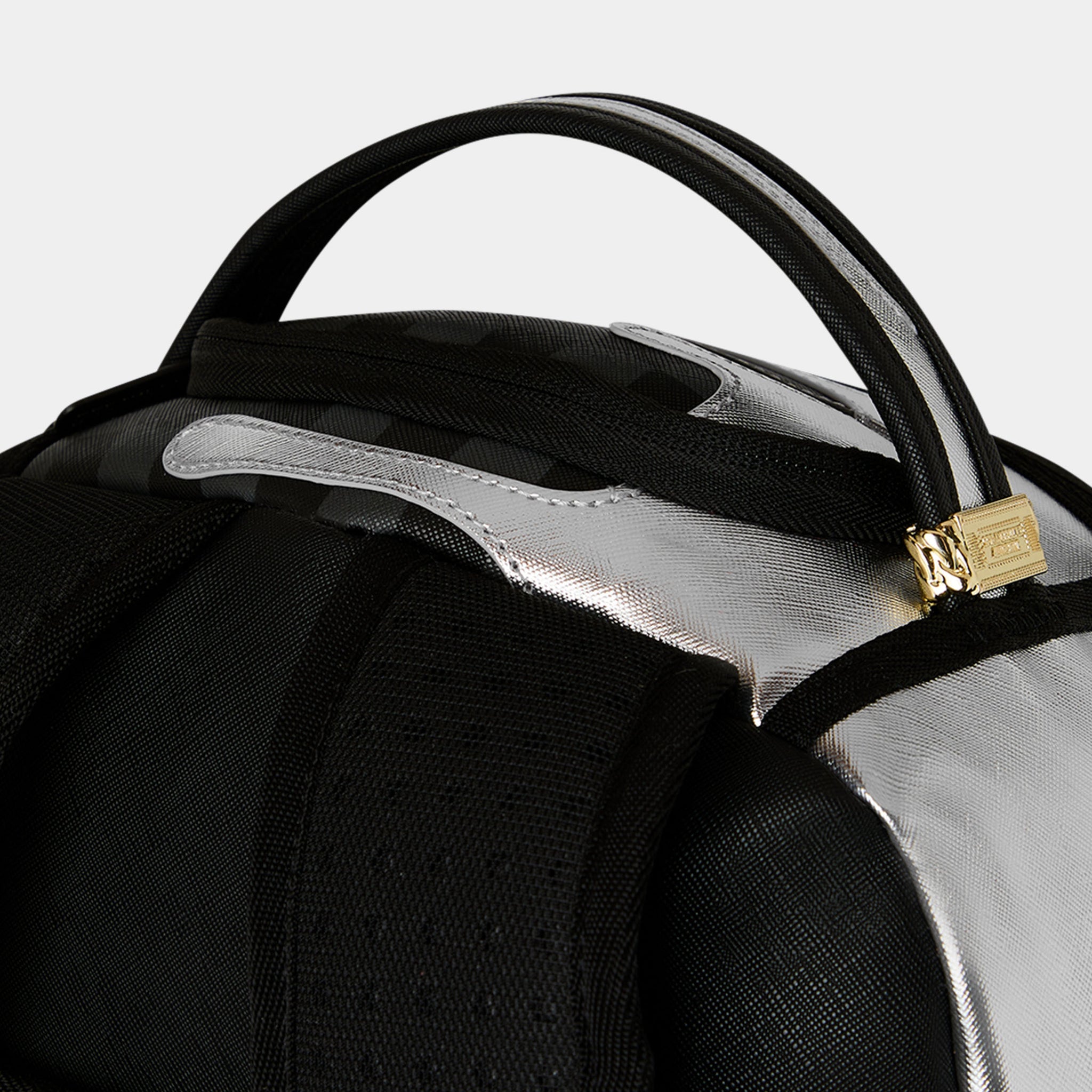 Sprayground Silver Side Drip Mens Backpack Silver Black