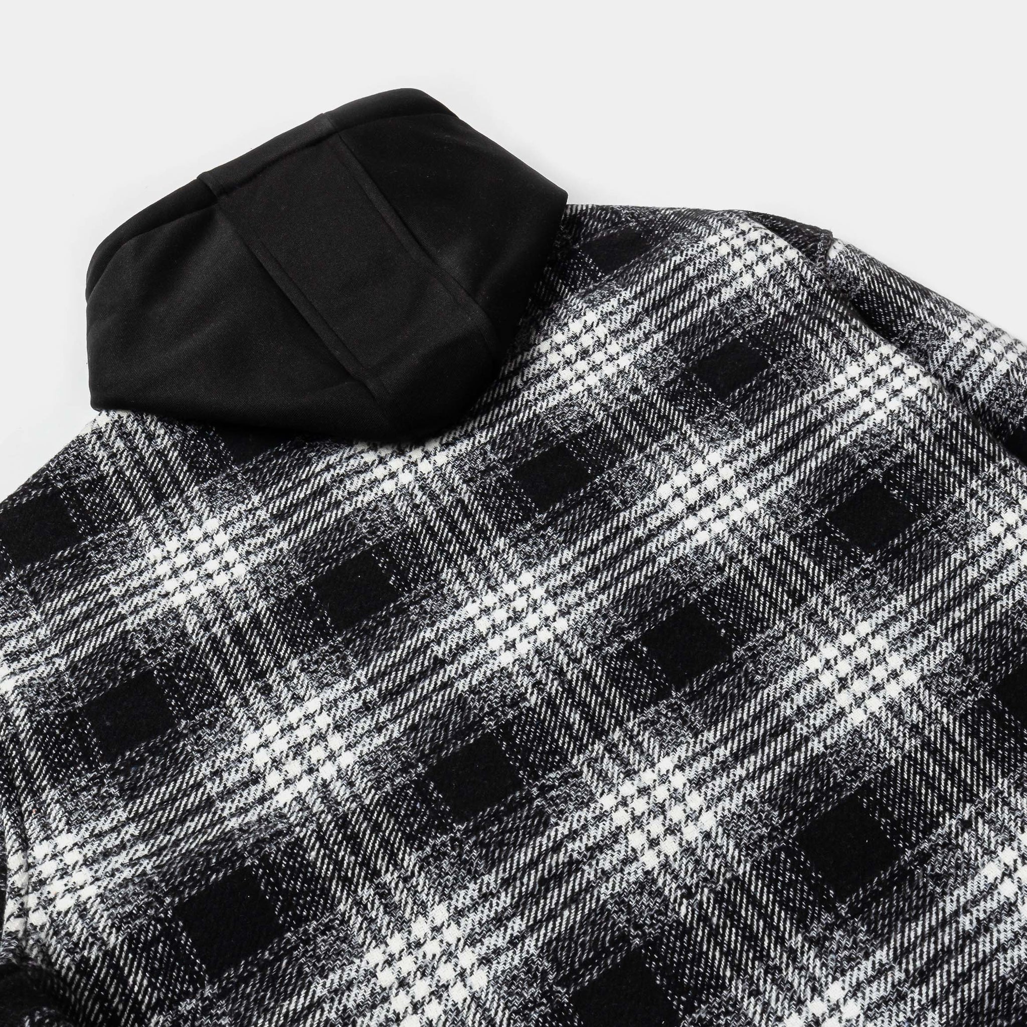 Maison Article Hooded Flannel Mens Jacket Black White MAFJ109