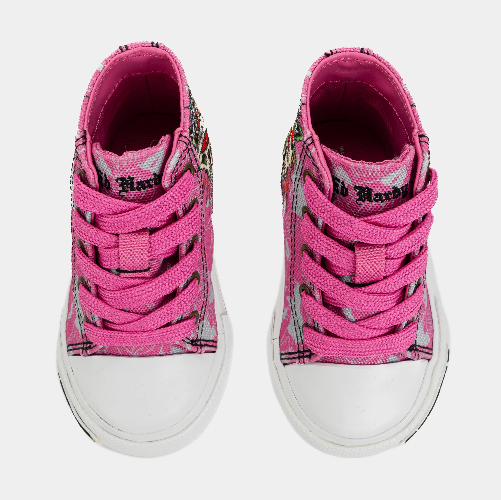 Ed Hardy Skull High Top Infant Toddler Lifestyle Shoes Pink