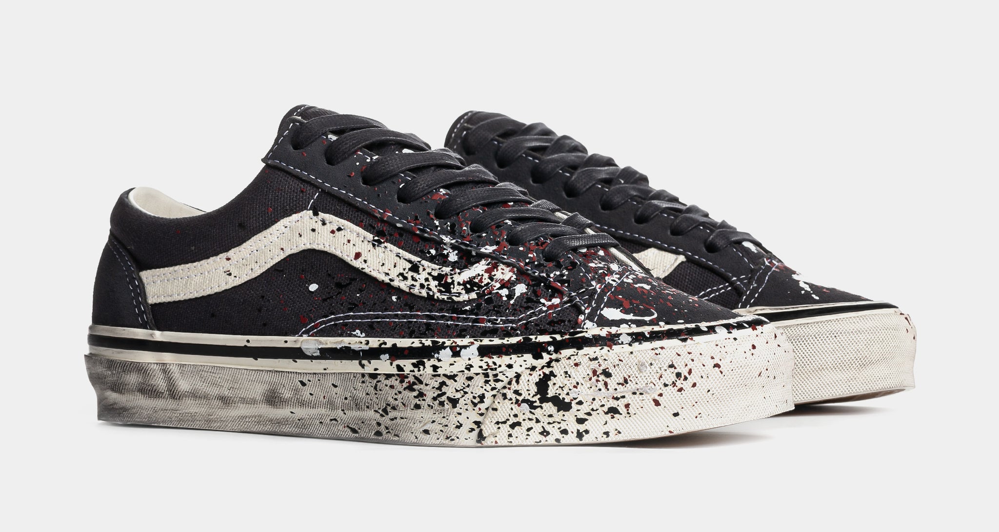 靴 VANS PREMIUM OLD SKOOL 36 Paint Splatter Vans Premium Old Skool 36 Paint Splatter Mens Skate Shoes Charcoal