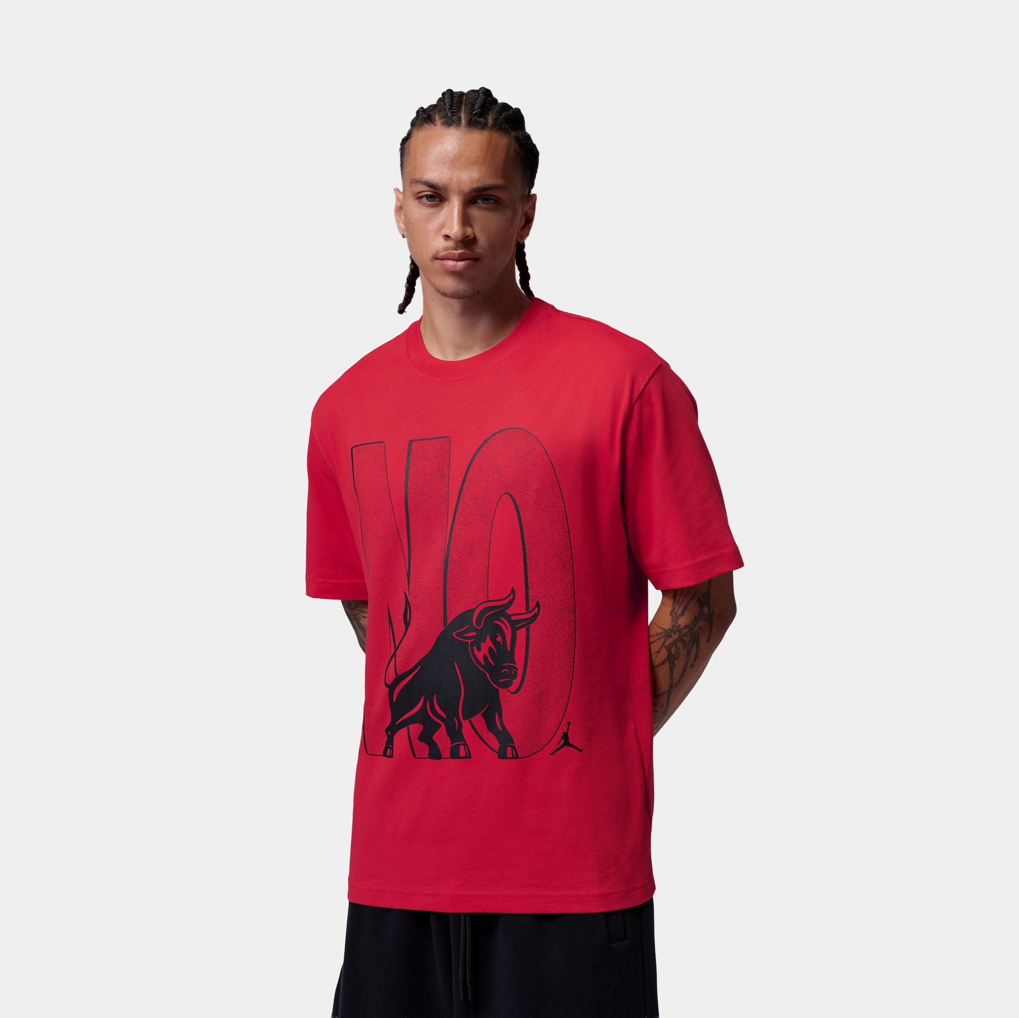 Jordan Brooklyn Toro Graphic Mens Short Sleeve Shirt Fire Red