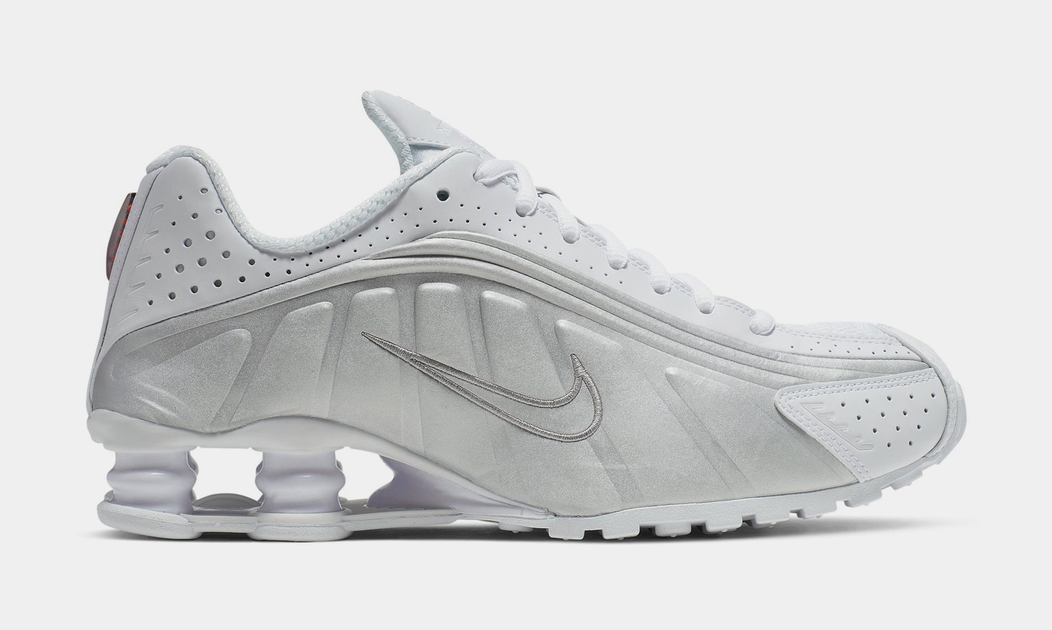 Nike Shox R4 Womens Running Shoes White Metallic Silver AR3565-101